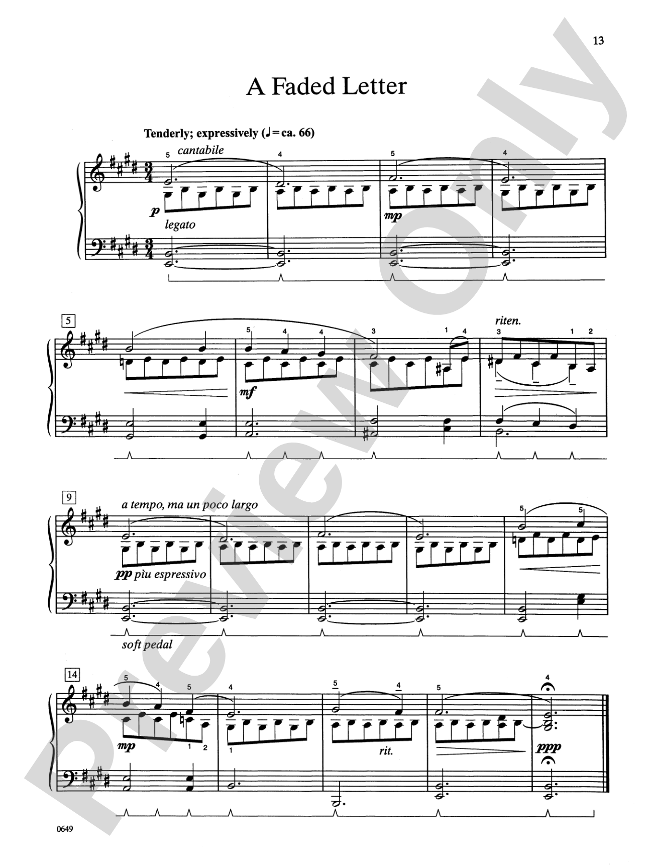 A Faded Letter - Piano Solo: Piano Solo