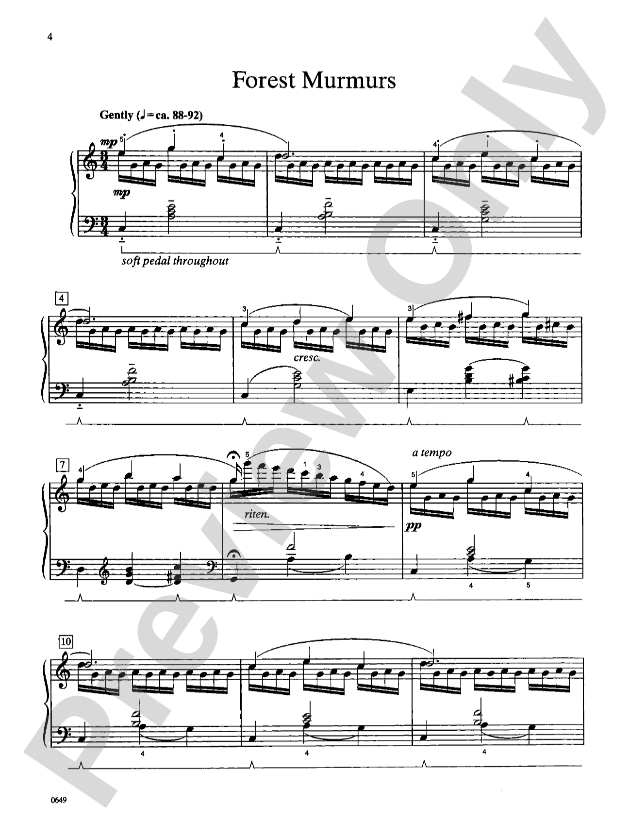 Forest Murmurs - Piano Solo: Piano Solo