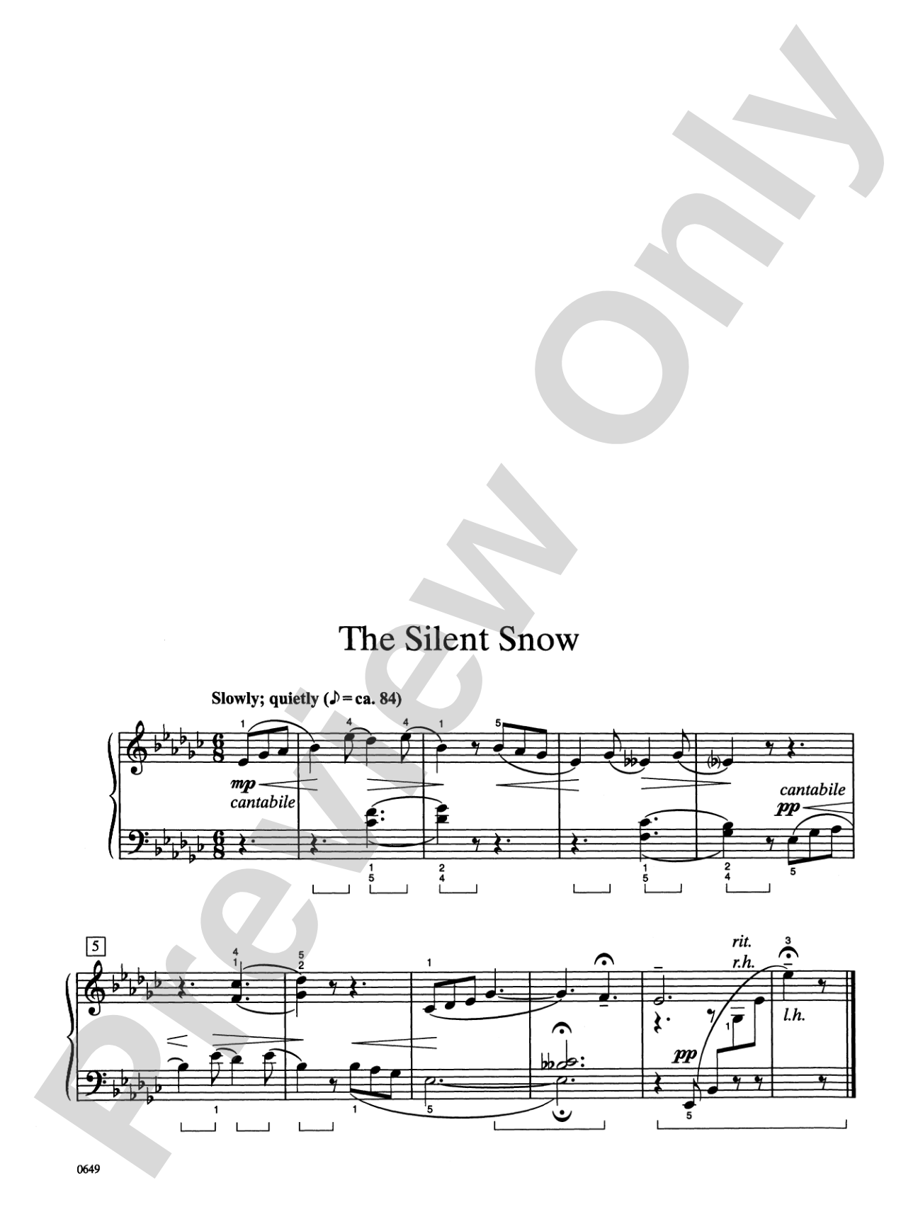 The Silent Snow - Piano Solo: Piano Solo