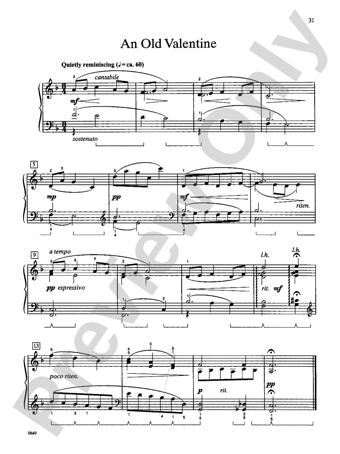 An Old Valentine - Piano Solo: Piano Solo