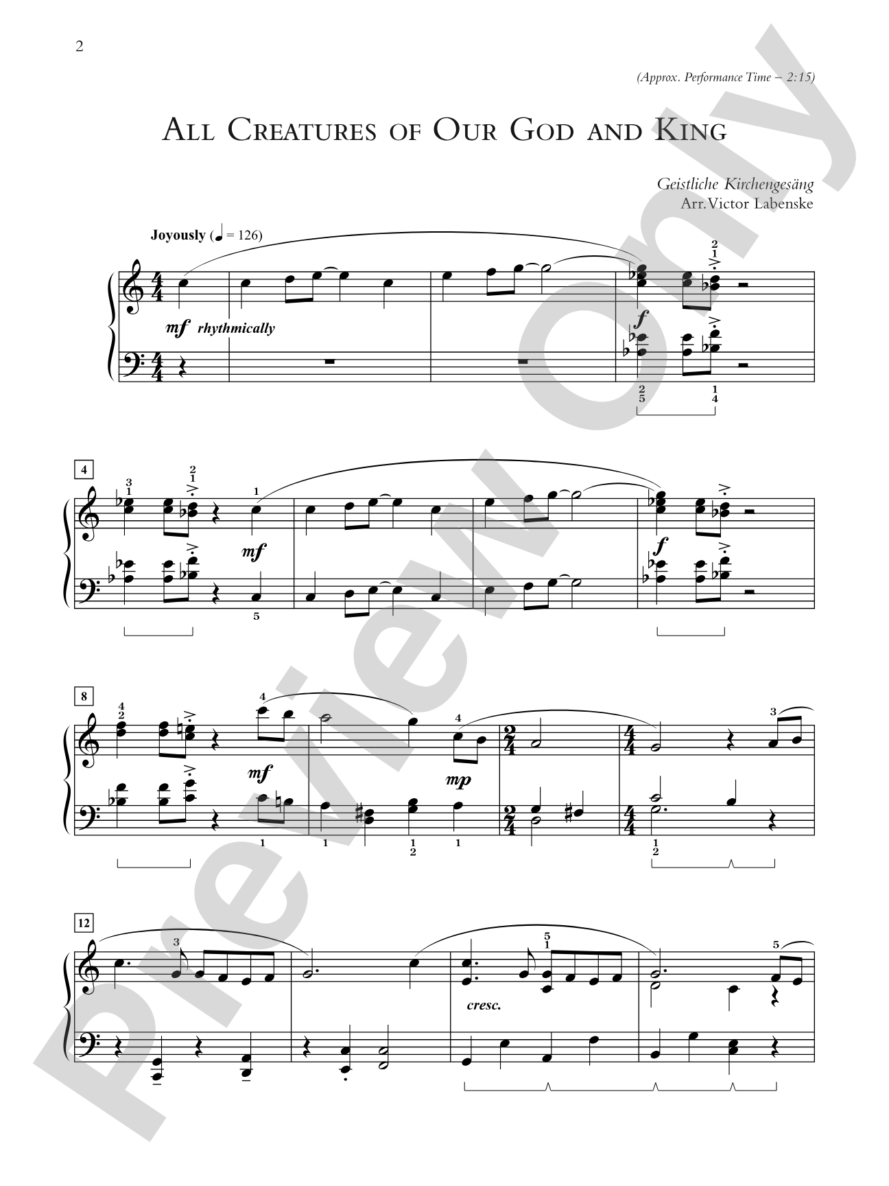 All Creatures of Our God and King - Piano Solo: Piano Solo