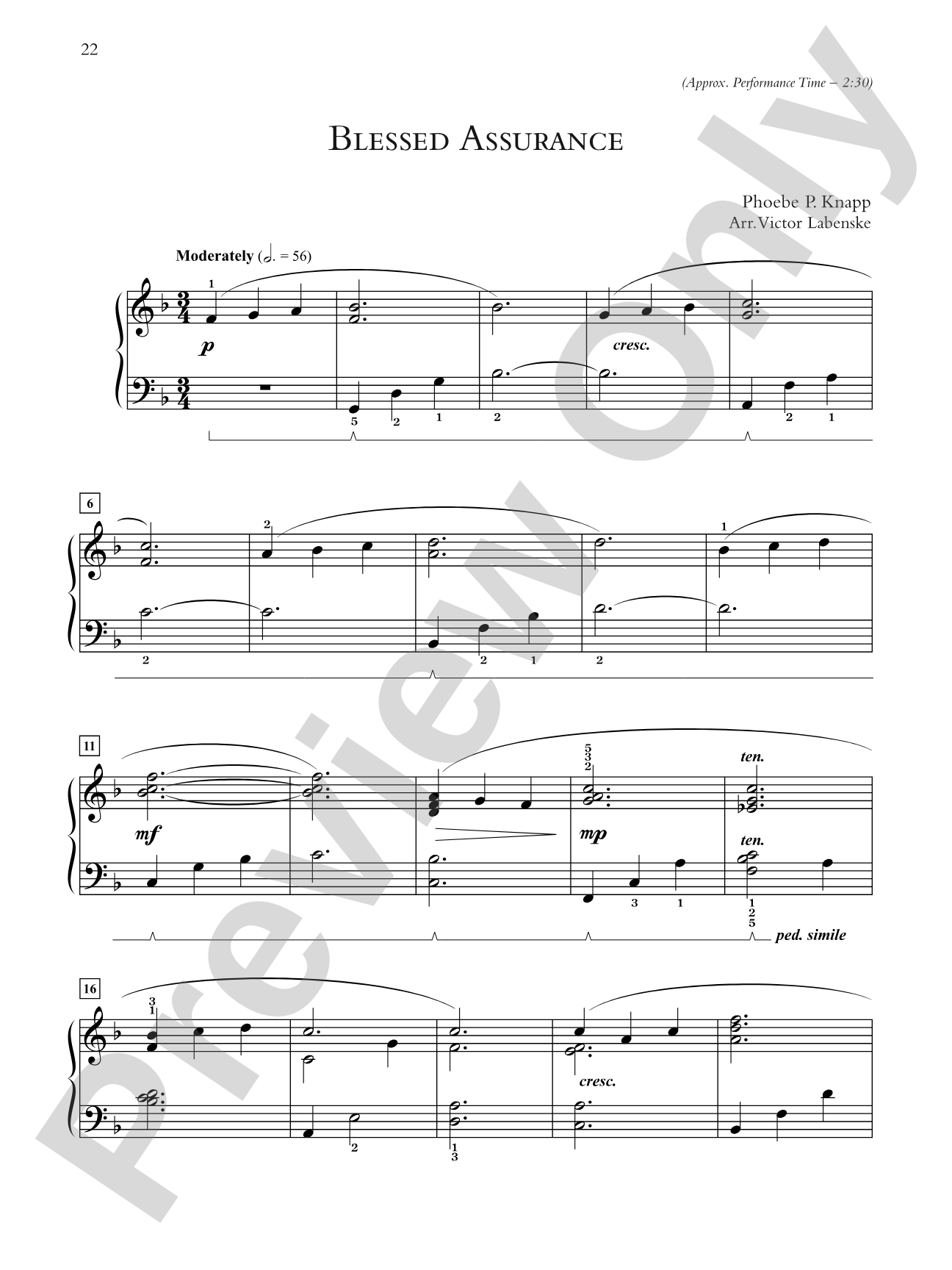 Blessed Assurance - Piano Solo: Piano Solo