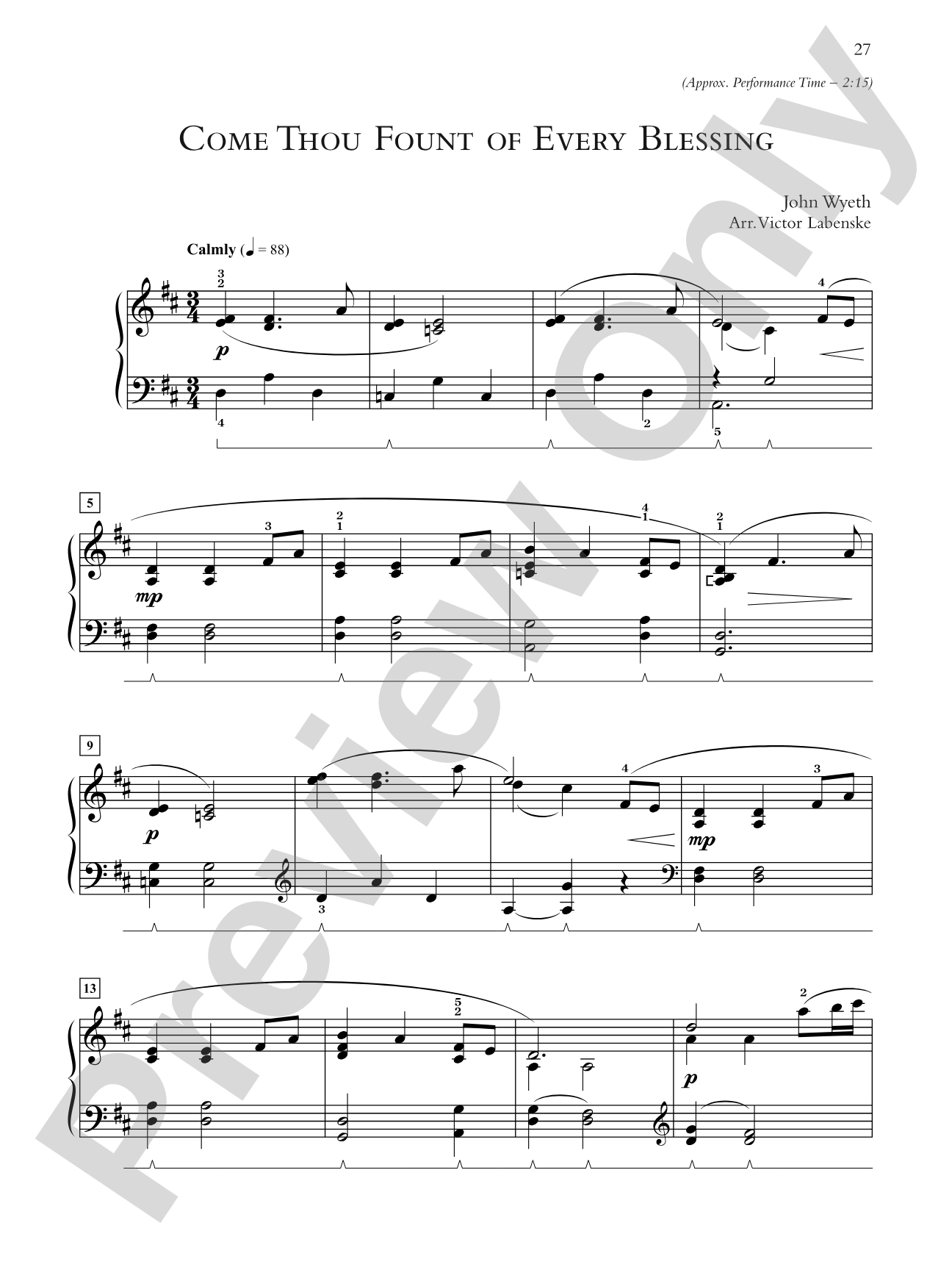 Come Thou Fount of Every Blessing - Piano Solo: Piano Solo