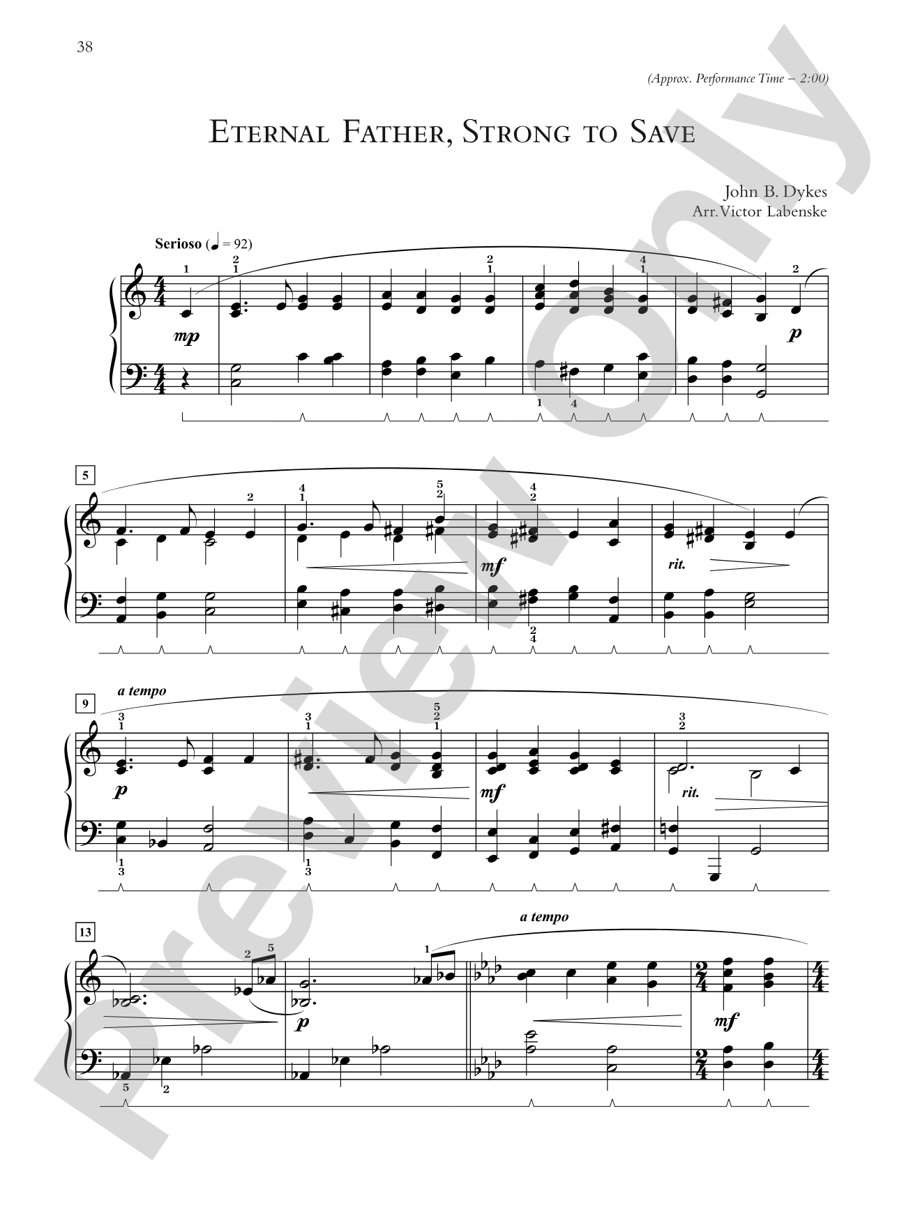 Eternal Father, Strong to Save - Piano Solo: Piano Solo