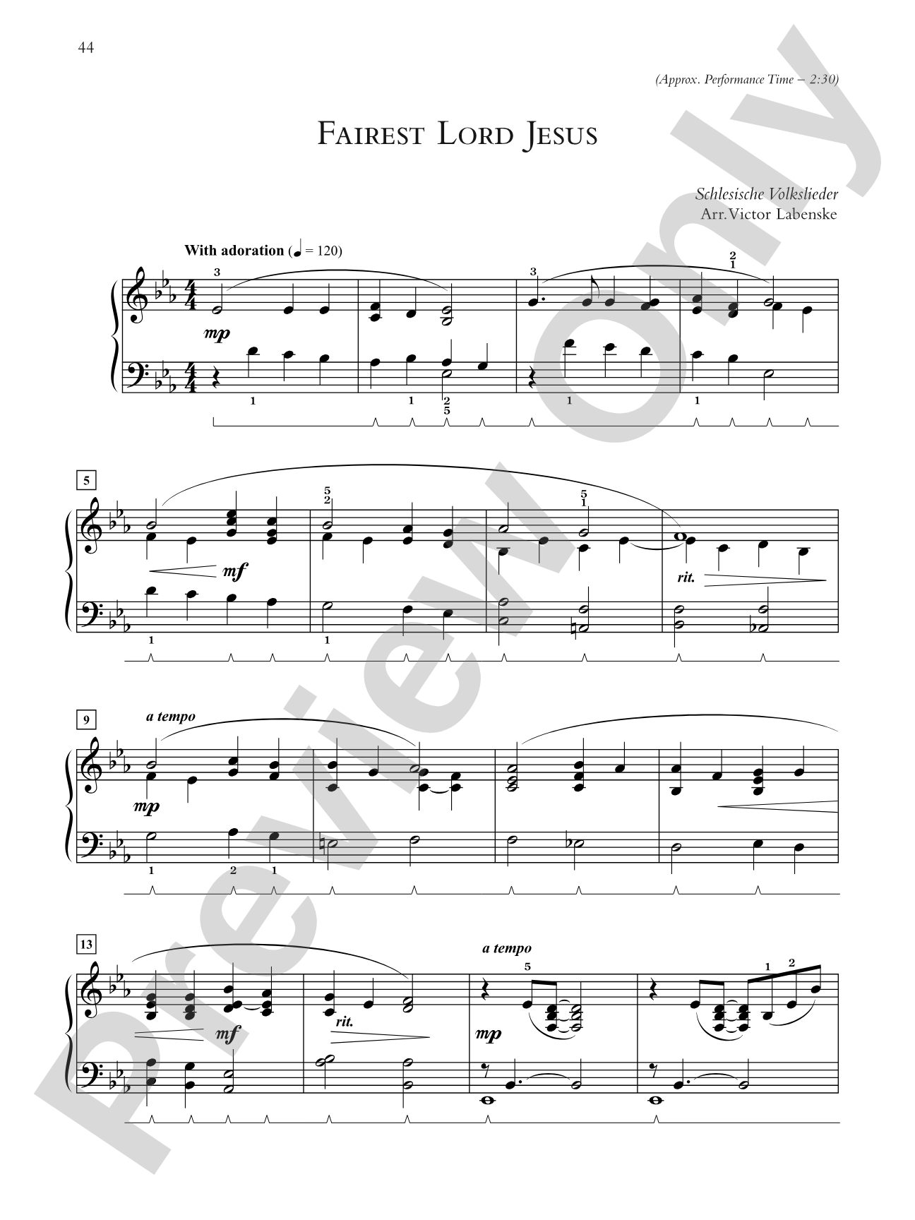 Fairest Lord Jesus - Piano Solo: Piano Solo