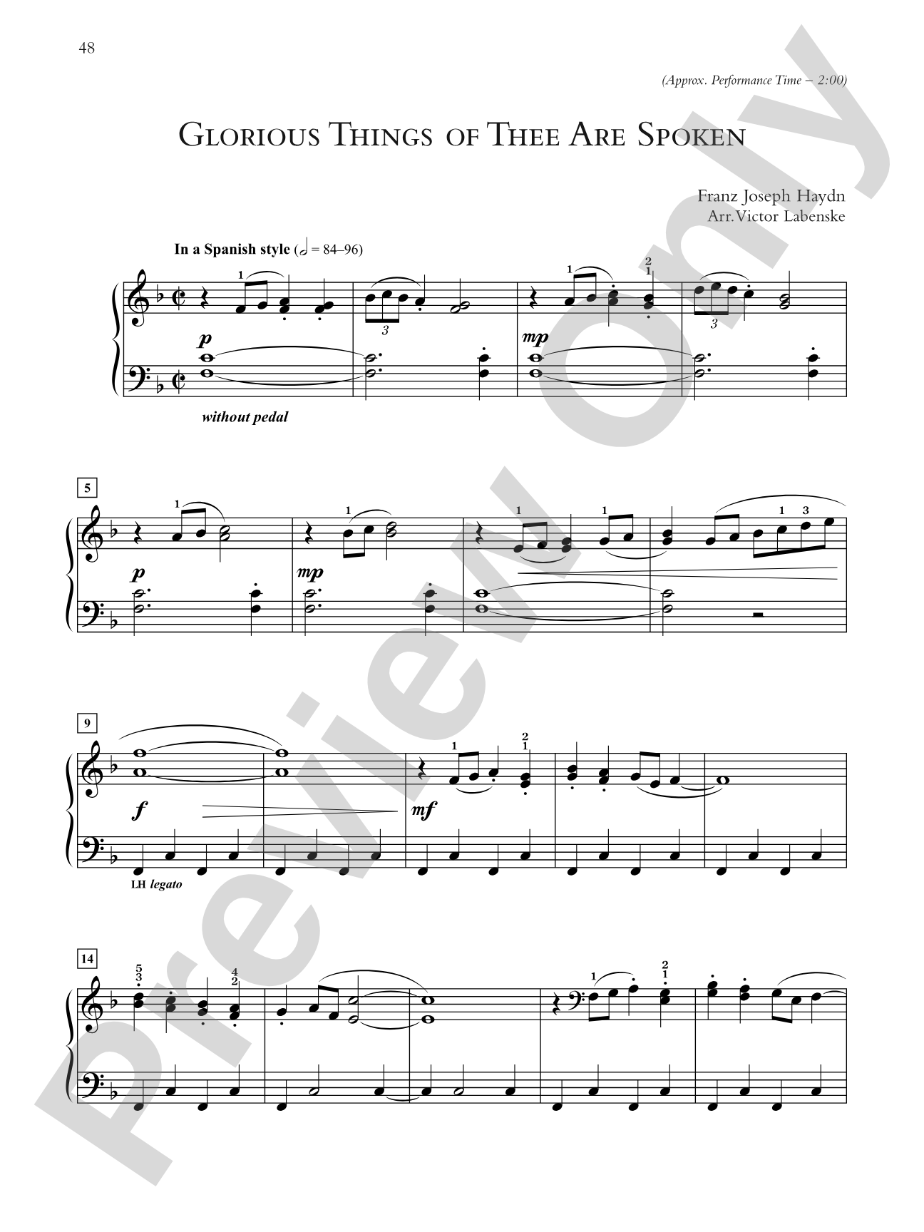 Glorious Things of Thee Are Spoken - Piano Solo: Piano Solo