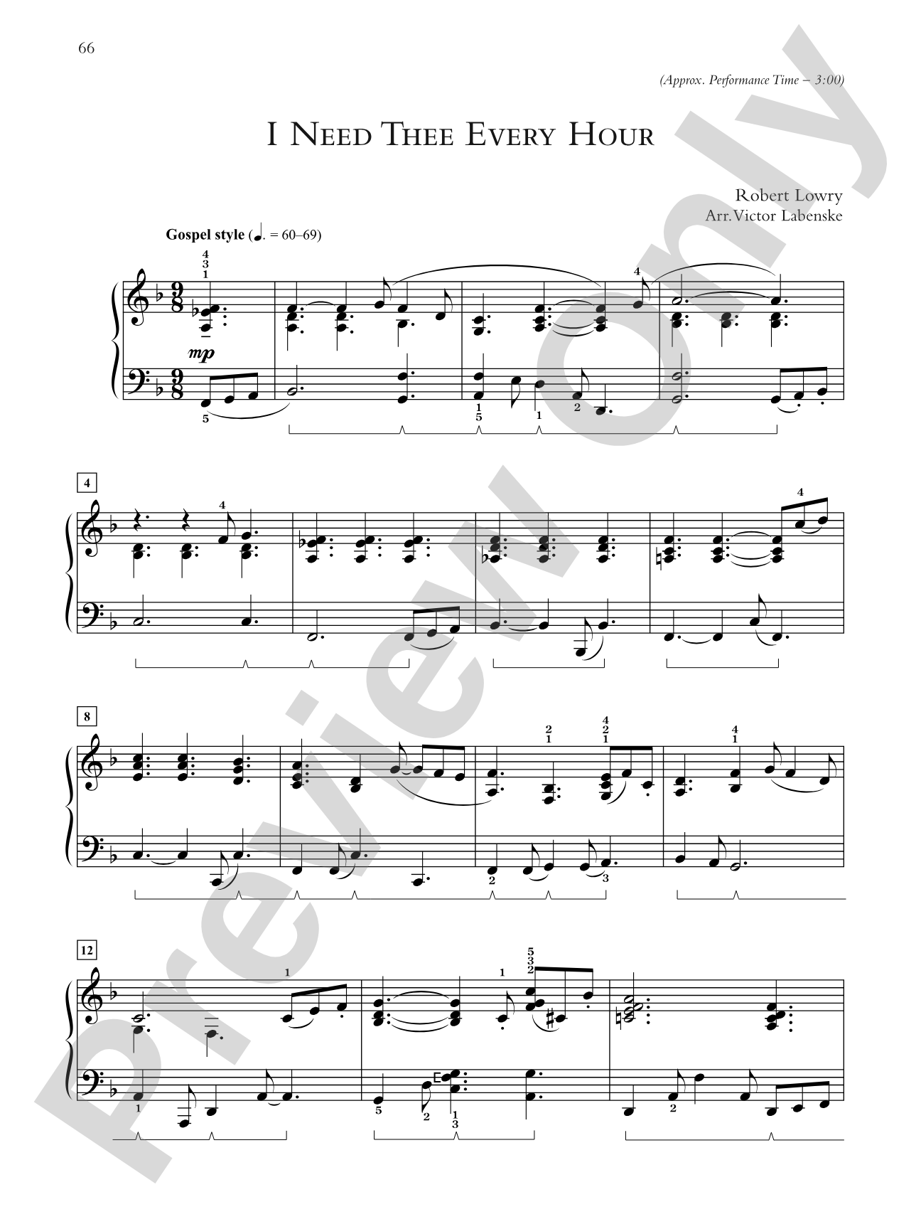 I Need Thee Every Hour - Piano Solo: Piano Solo