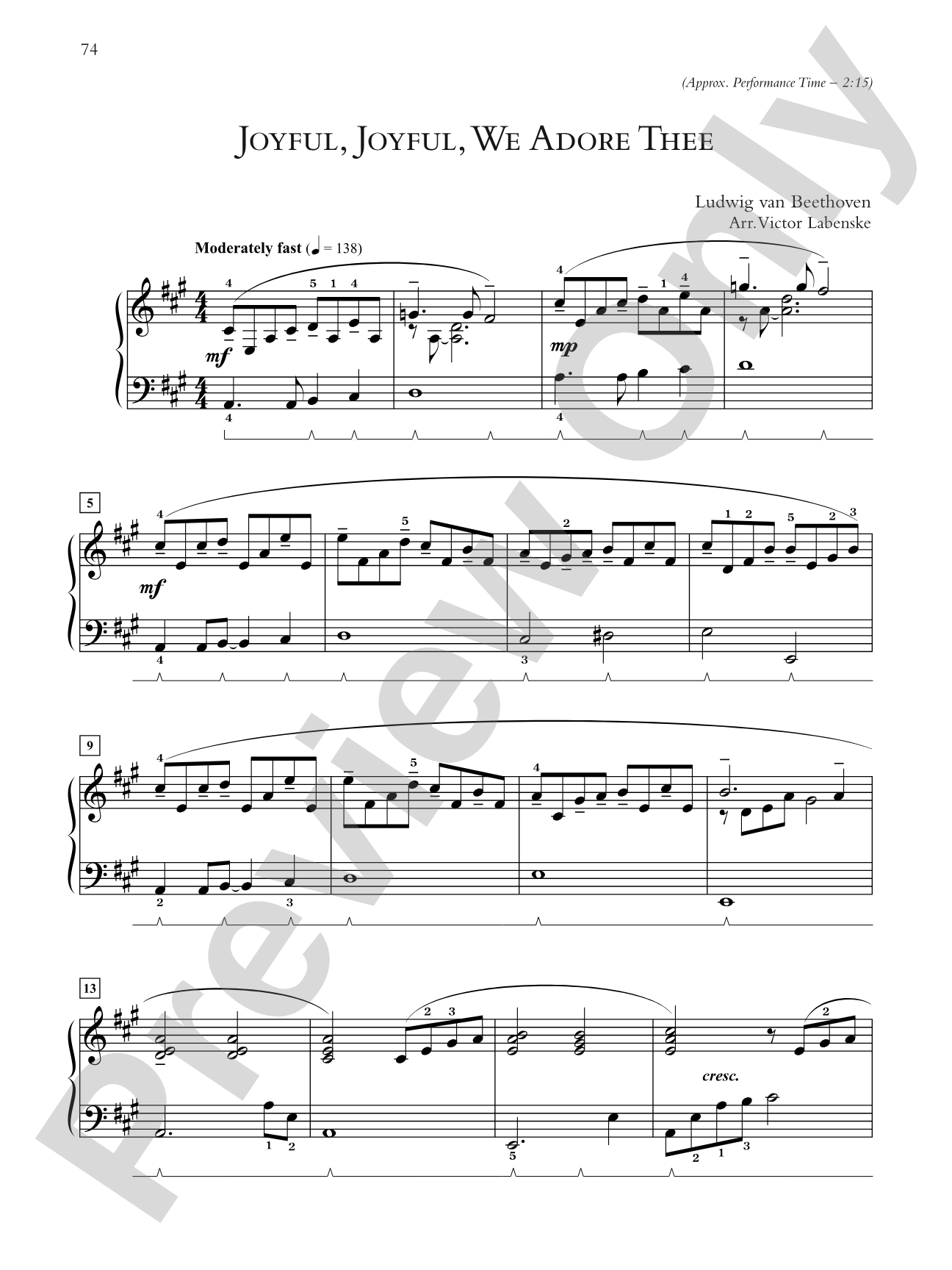 Joyful, Joyful, We Adore Thee - Piano Solo: Piano Solo