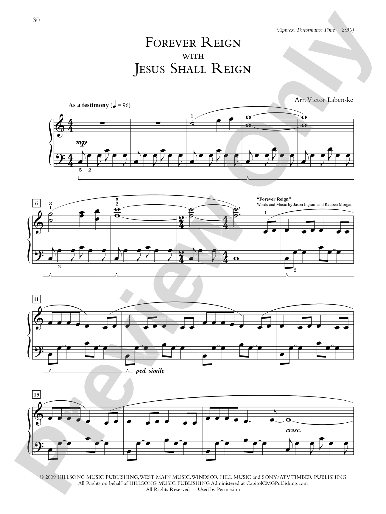 Forever Reign with Jesus Shall Reign - Piano Solo: Piano Solo