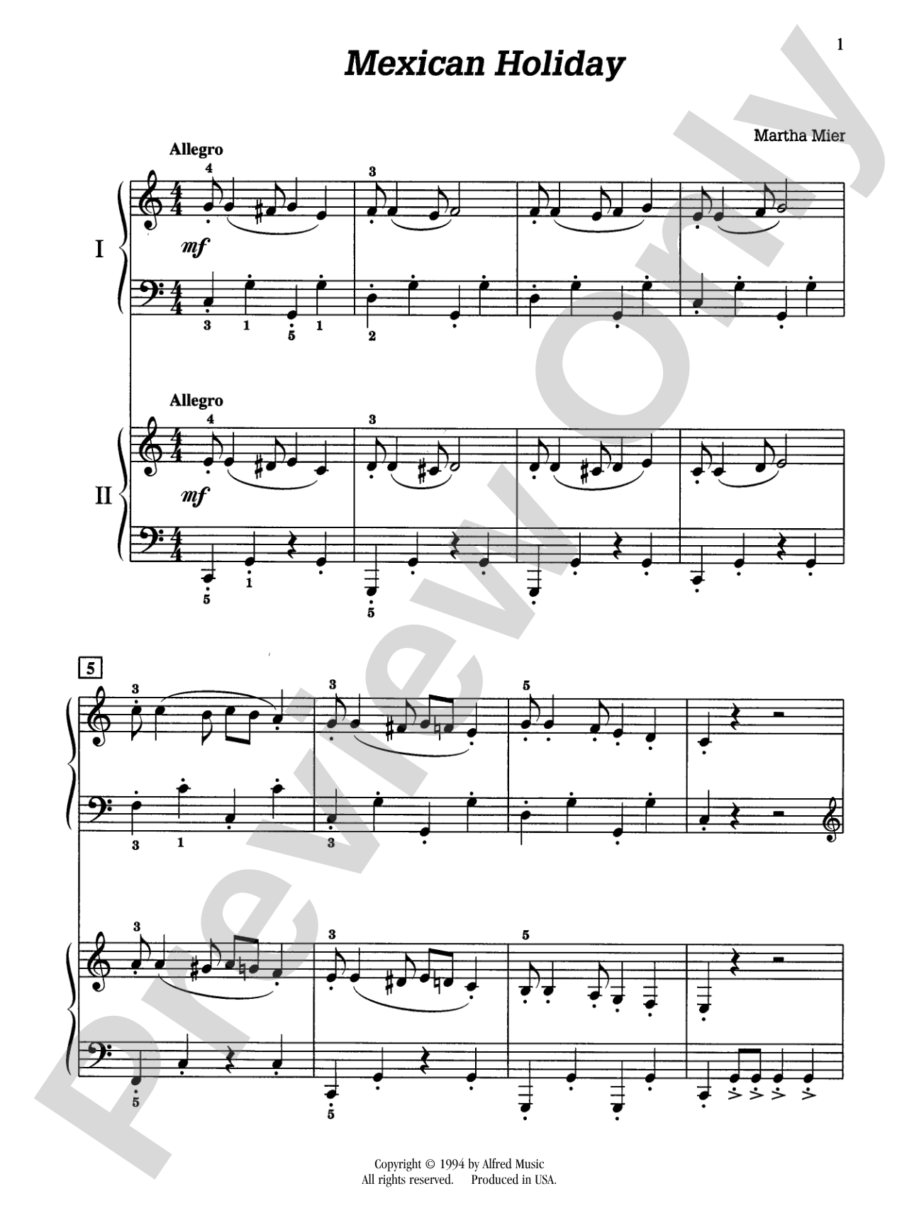 Mexican Holiday - Piano Duo (2 Pianos, 4 Hands): Piano Duo (2 Pianos, 4 Hands)