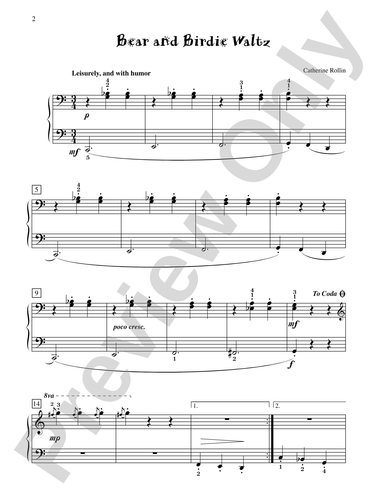 Bear and Birdie Waltz - Piano Solo: Piano Solo