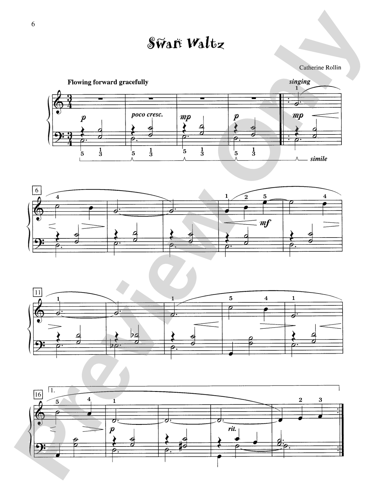 Swan Waltz - Piano Solo: Piano Solo