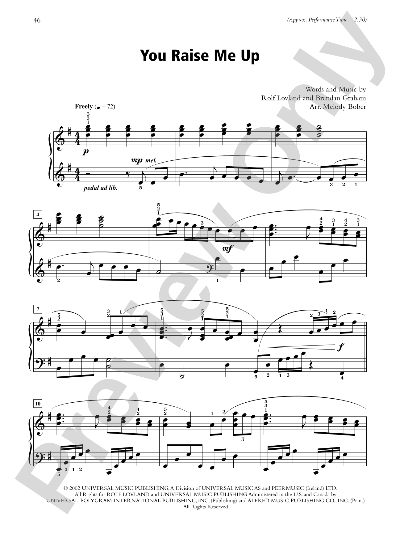 You Raise Me Up - Piano Solo: Piano Solo
