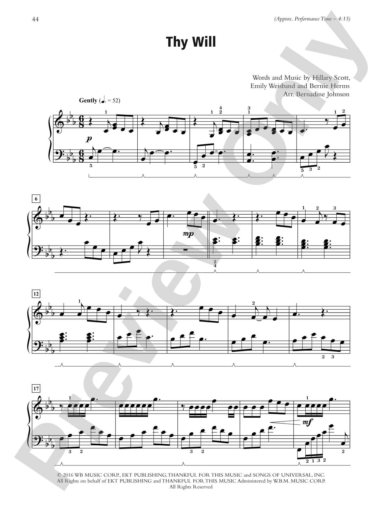 Thy Will - Piano Solo: Piano Solo