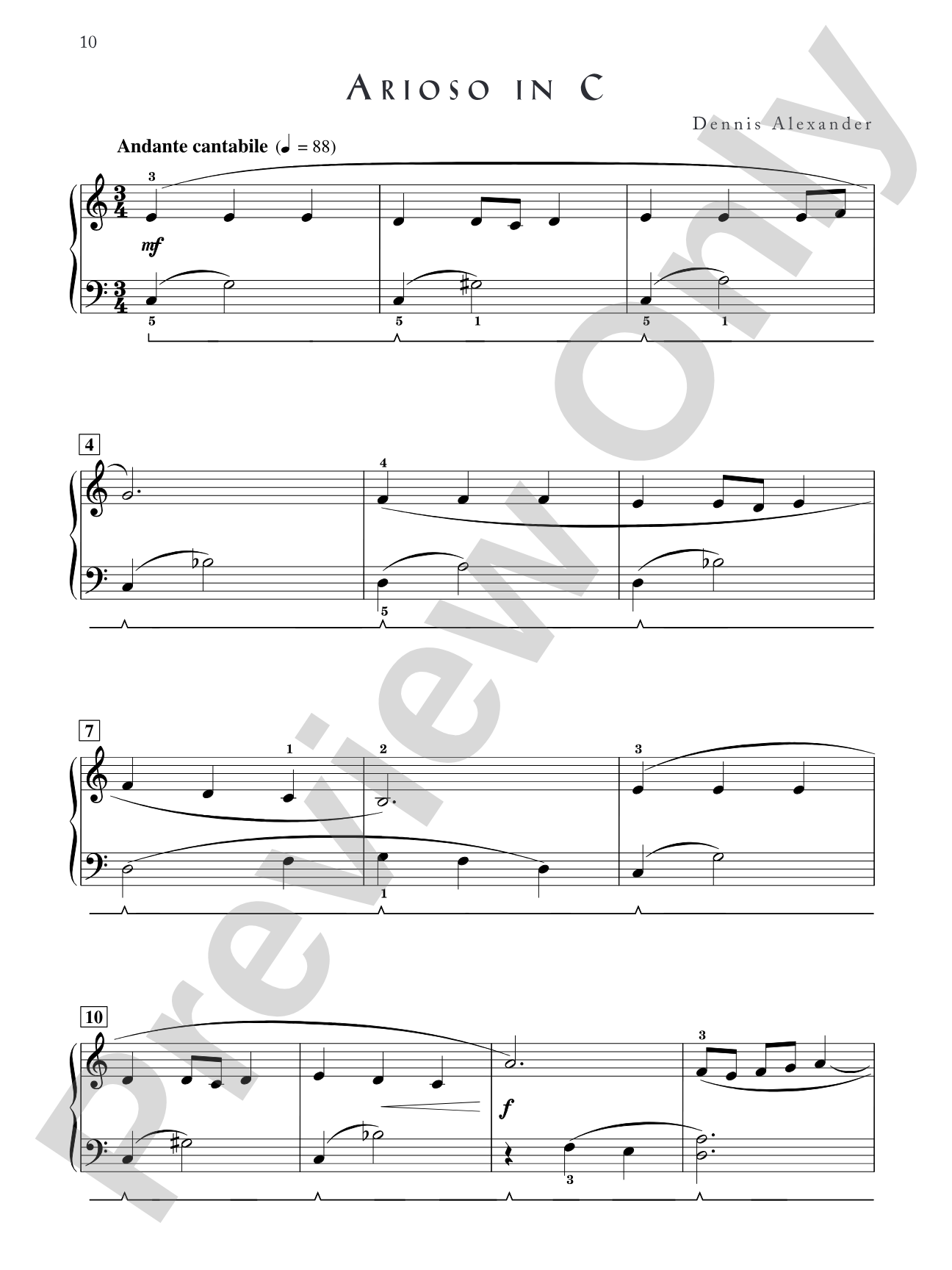 Arioso in C - Piano Solo: Piano Solo