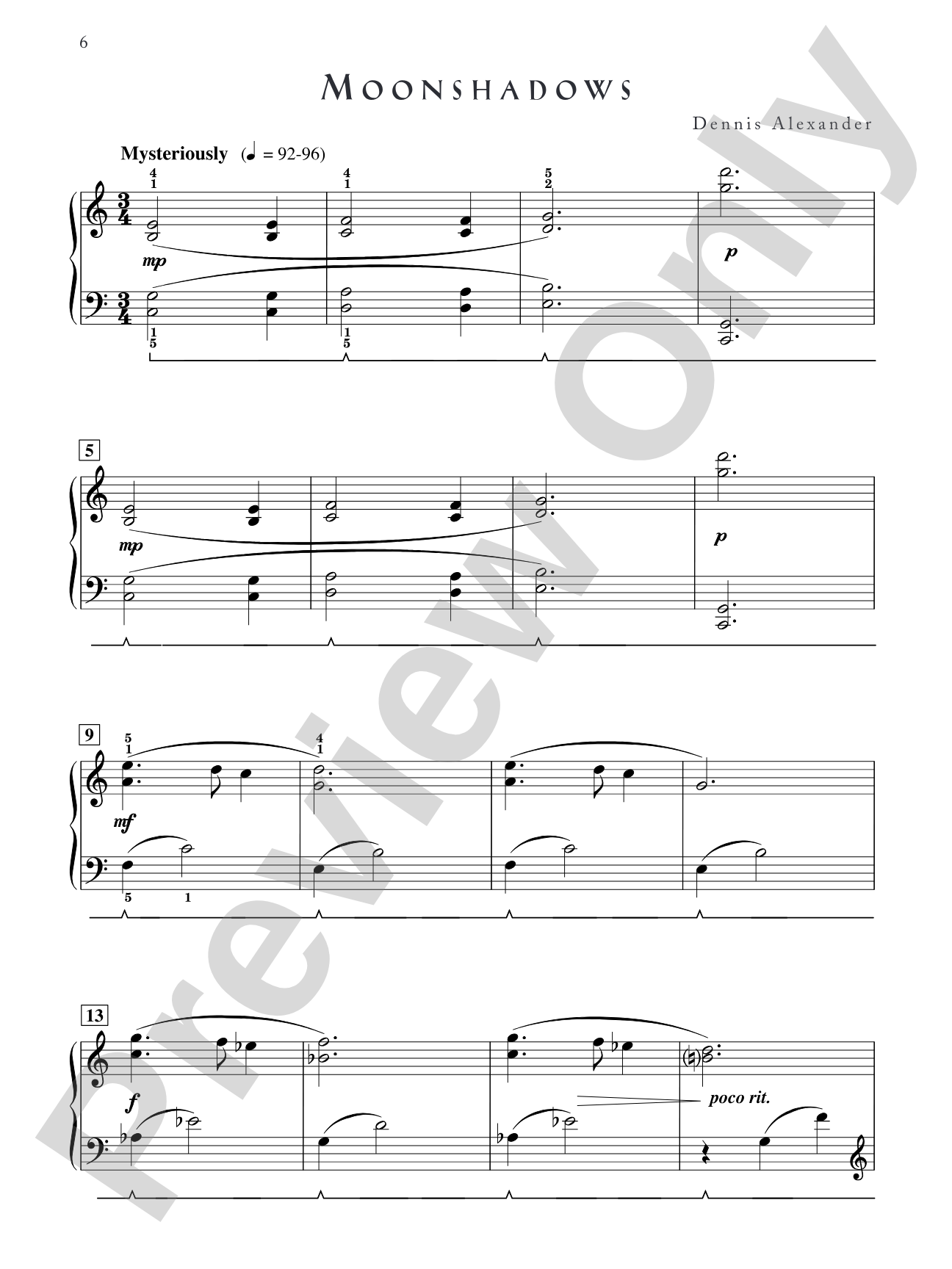 Moonshadows - Piano Solo: Piano Solo