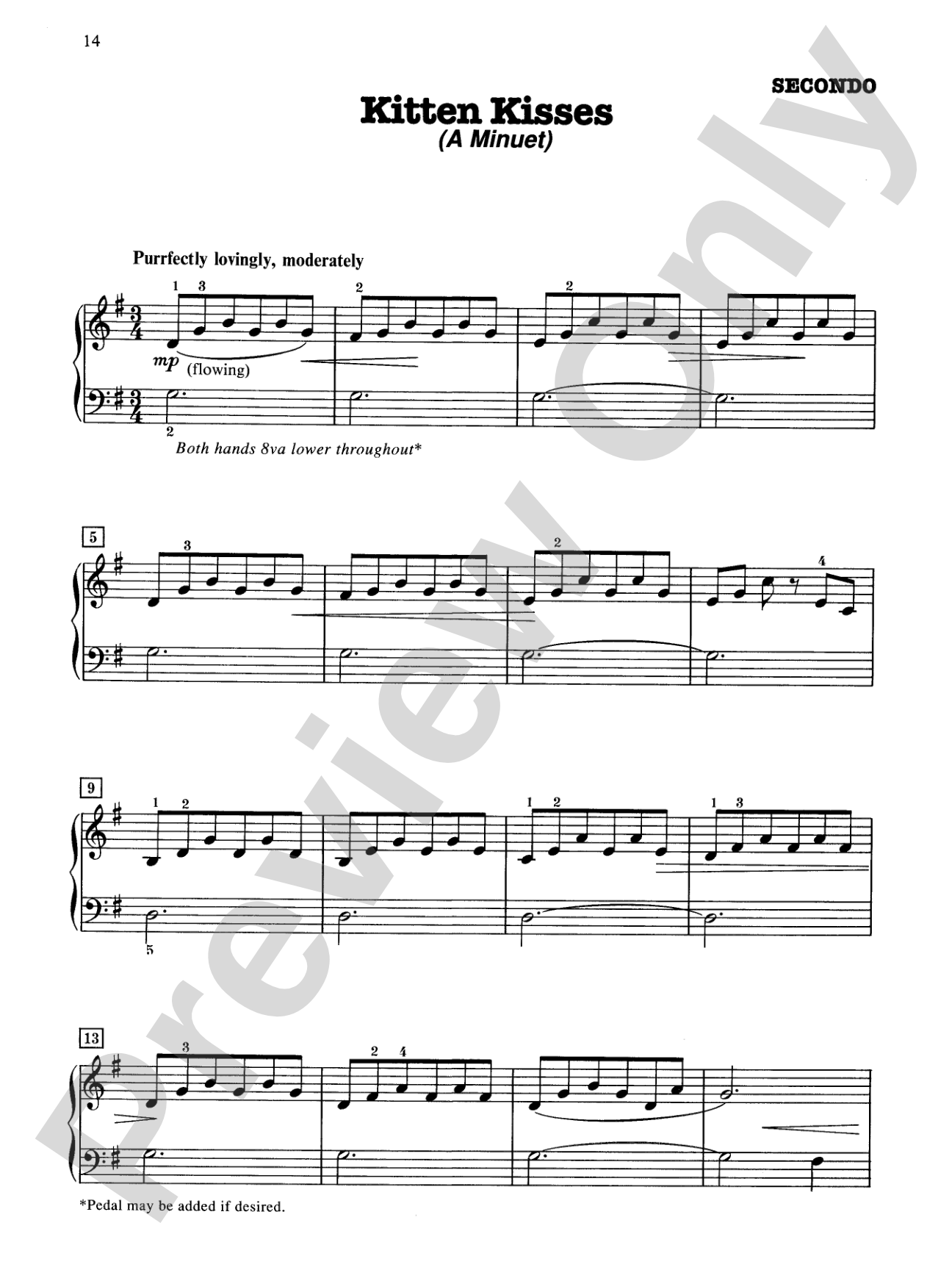 Kitten Kisses (A Minuet) - Piano Duet (1 Piano, 4 Hands): Piano Duet (1 Piano, 4 Hands)