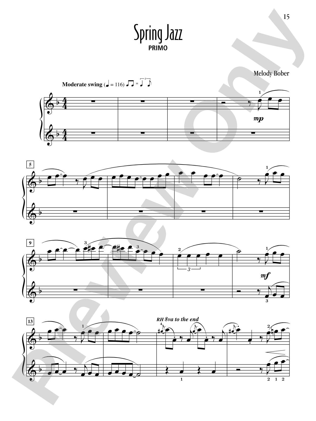 Spring Jazz - Piano Duet (1 Piano, 4 Hands): Piano Duet (1 Piano, 4 Hands)