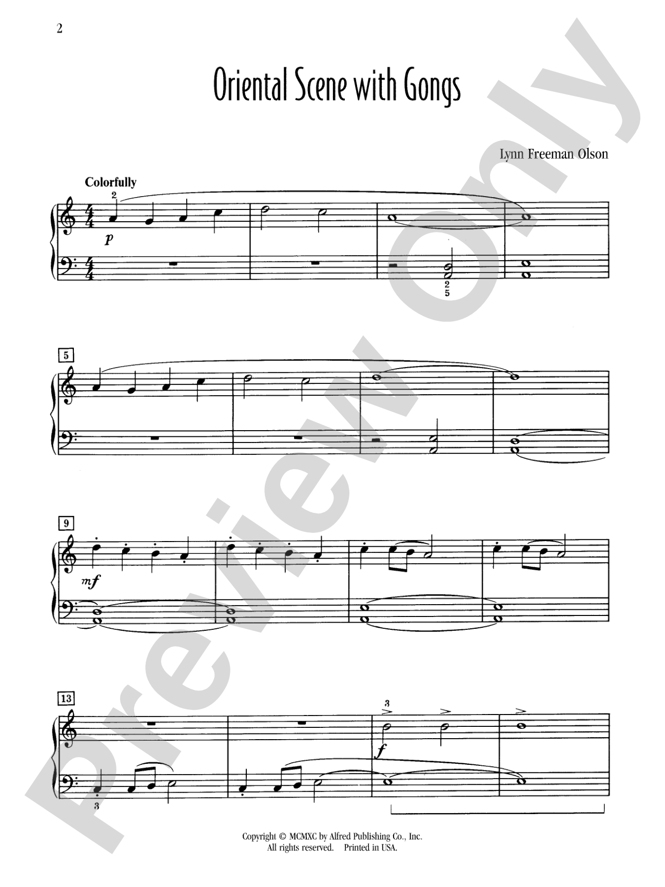 Oriental Scene with Gongs - Piano Solo: Piano Solo