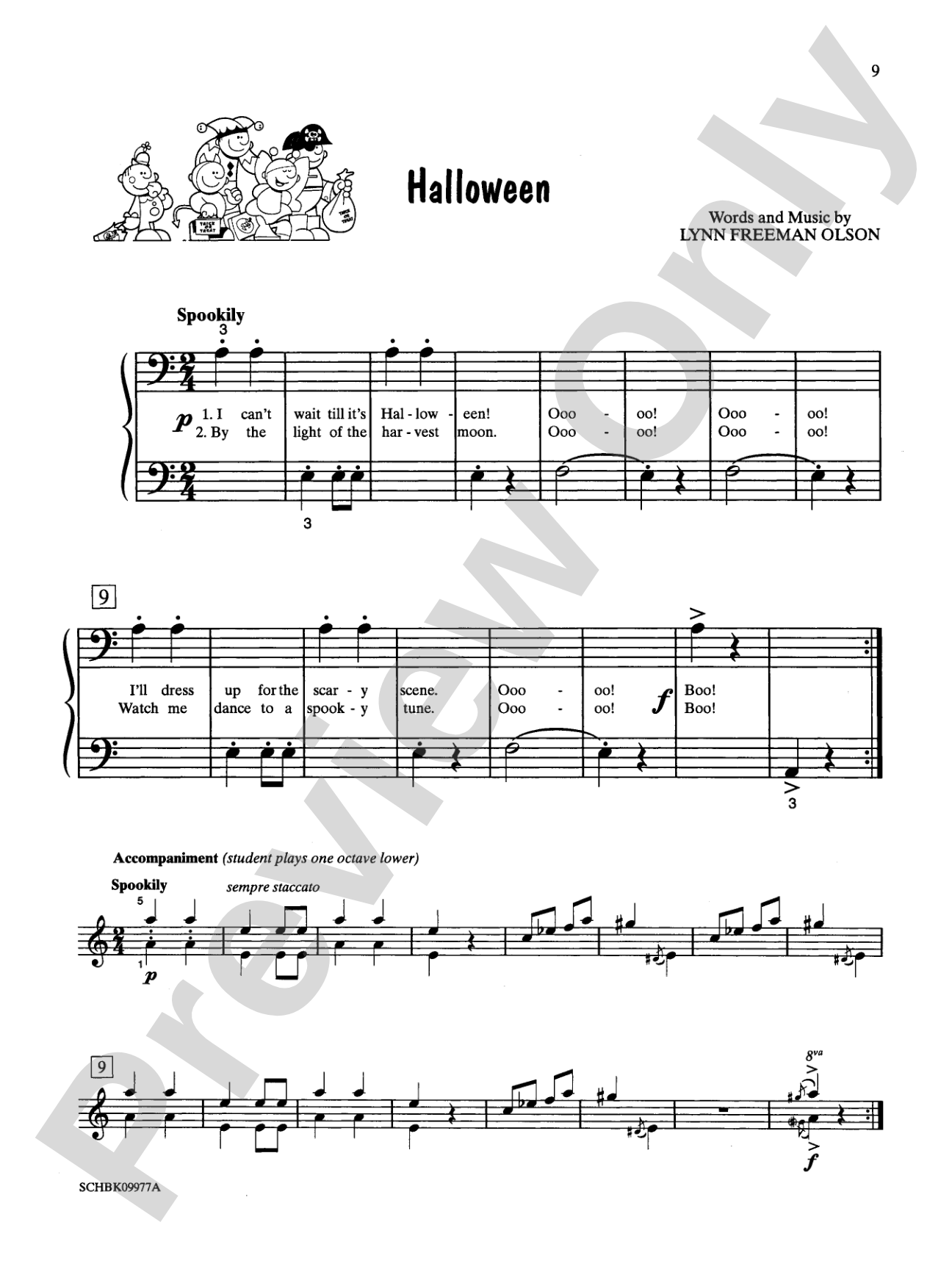 Halloween - Piano Solo with Lyrics (with Optional Duet Accompaniments): Piano Solo with Lyrics