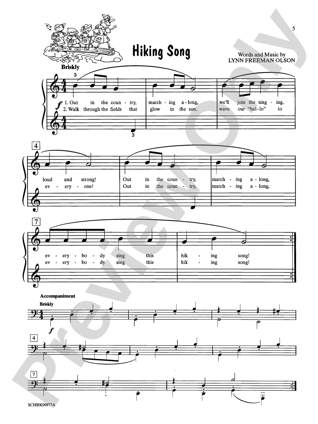 Hiking Song - Piano Solo with Lyrics (with Optional Duet Accompaniments): Piano Solo with Lyrics