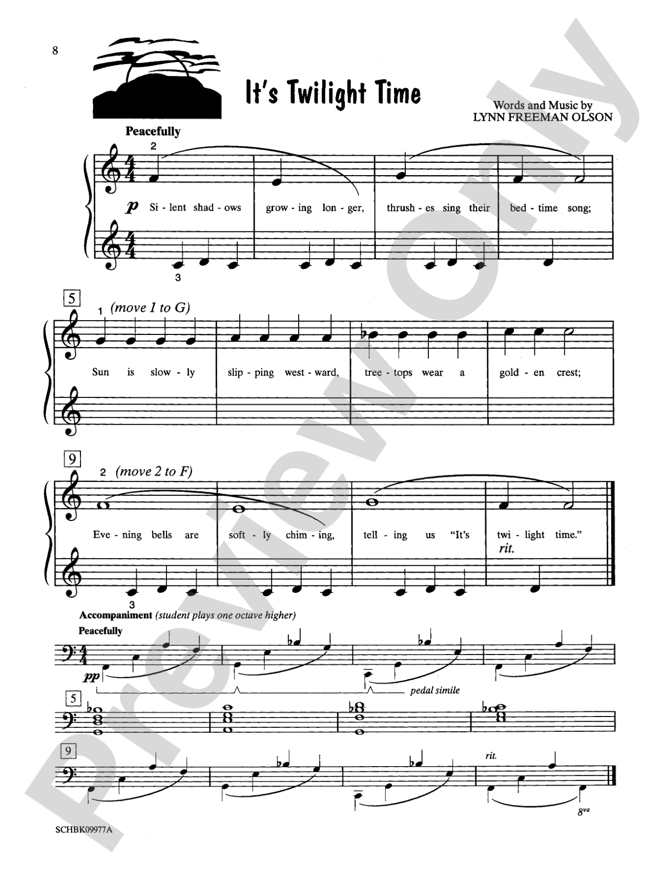 It's Twilight Time - Piano Solo with Lyrics (with Optional Duet Accompaniments): Piano Solo with Lyrics
