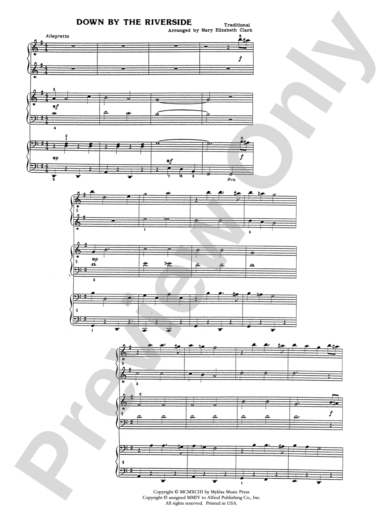 Down by the Riverside - Piano Trio (1 Piano, 6 Hands): Piano Trio (1 Piano, 6 Hands)