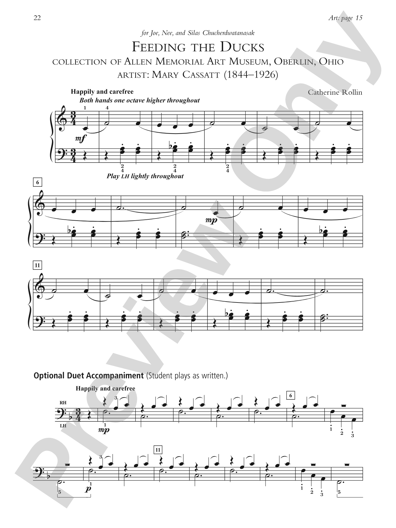 Feeding the Ducks - Piano Solo (with Optional Duet Accompaniments): Piano Solo