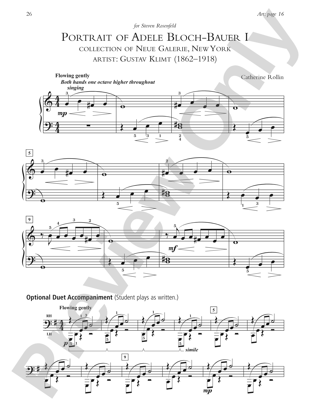 Portrait of Adele Bloch-Bauer I - Piano Solo (with Optional Duet Accompaniments): Piano Solo