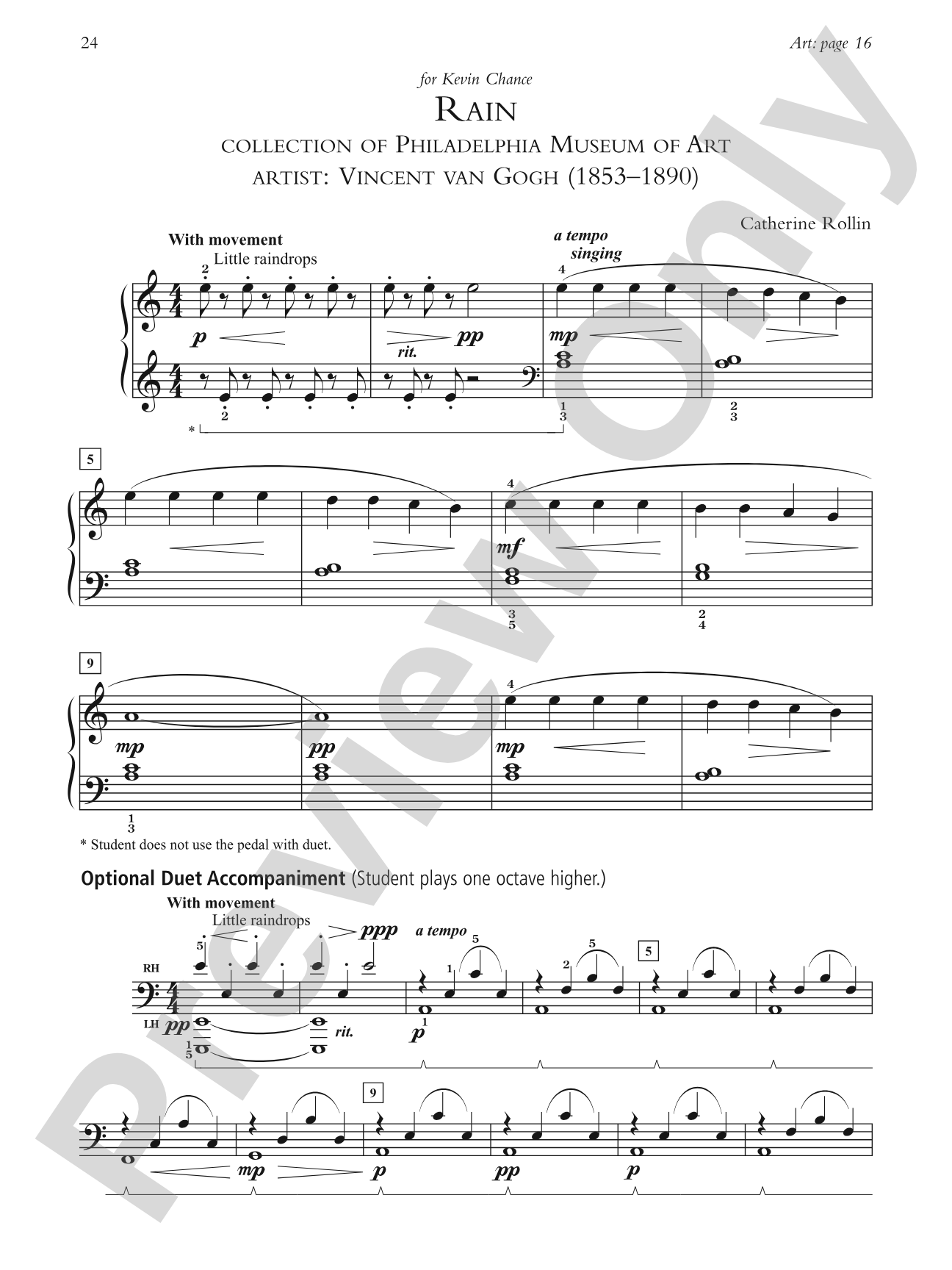 Rain - Piano Solo (with Optional Duet Accompaniments): Piano Solo