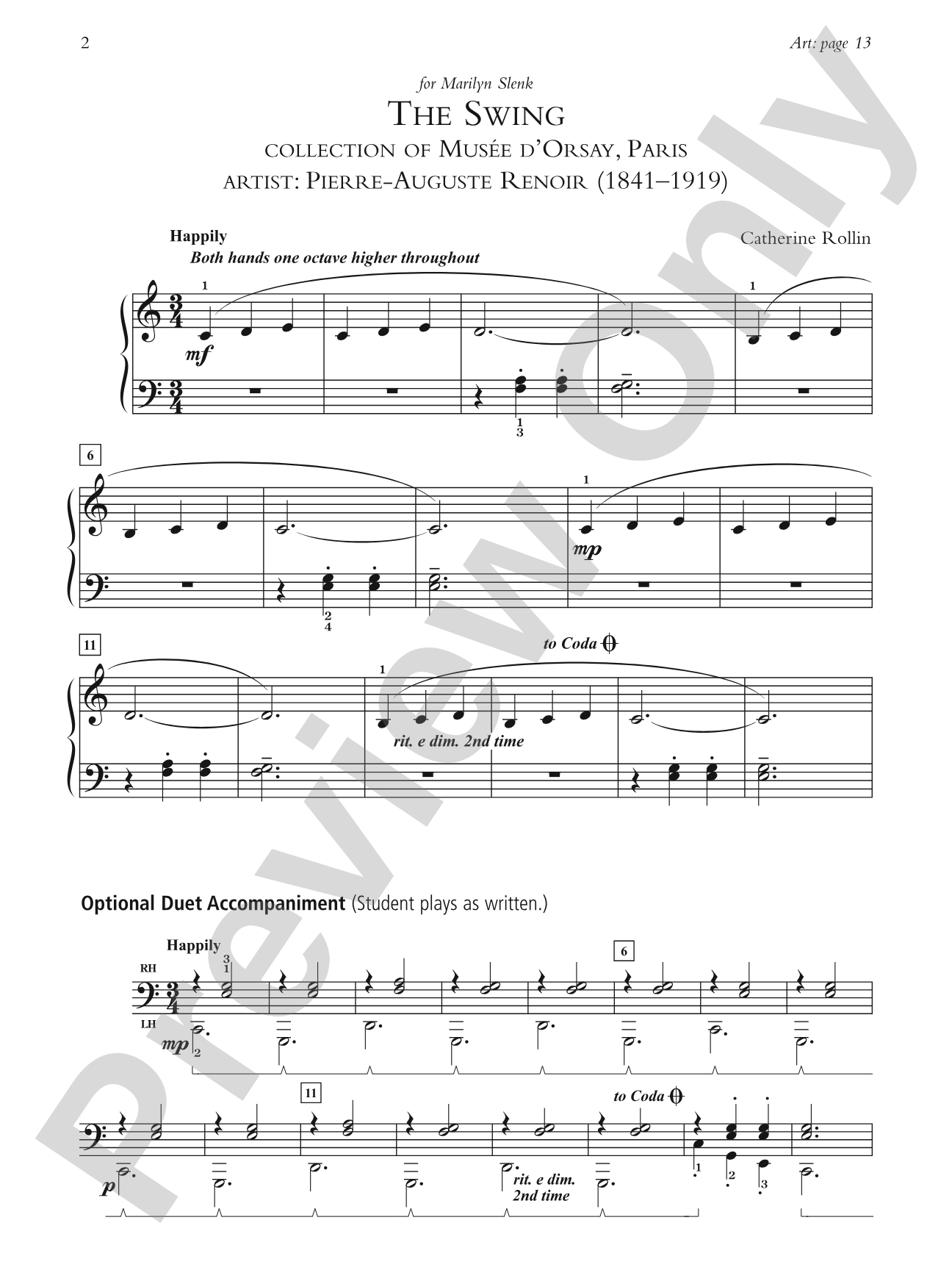 The Swing - Piano Solo (with Optional Duet Accompaniments): Piano Solo