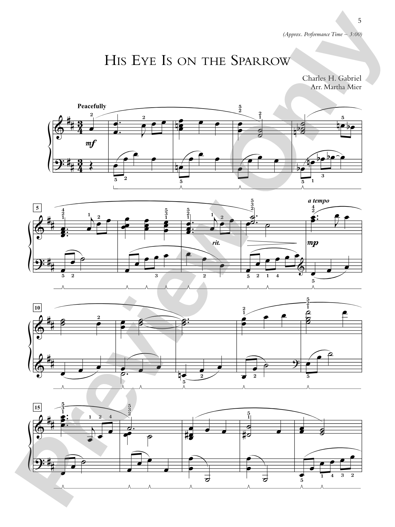 His Eye Is on the Sparrow - Piano Solo: Piano Solo