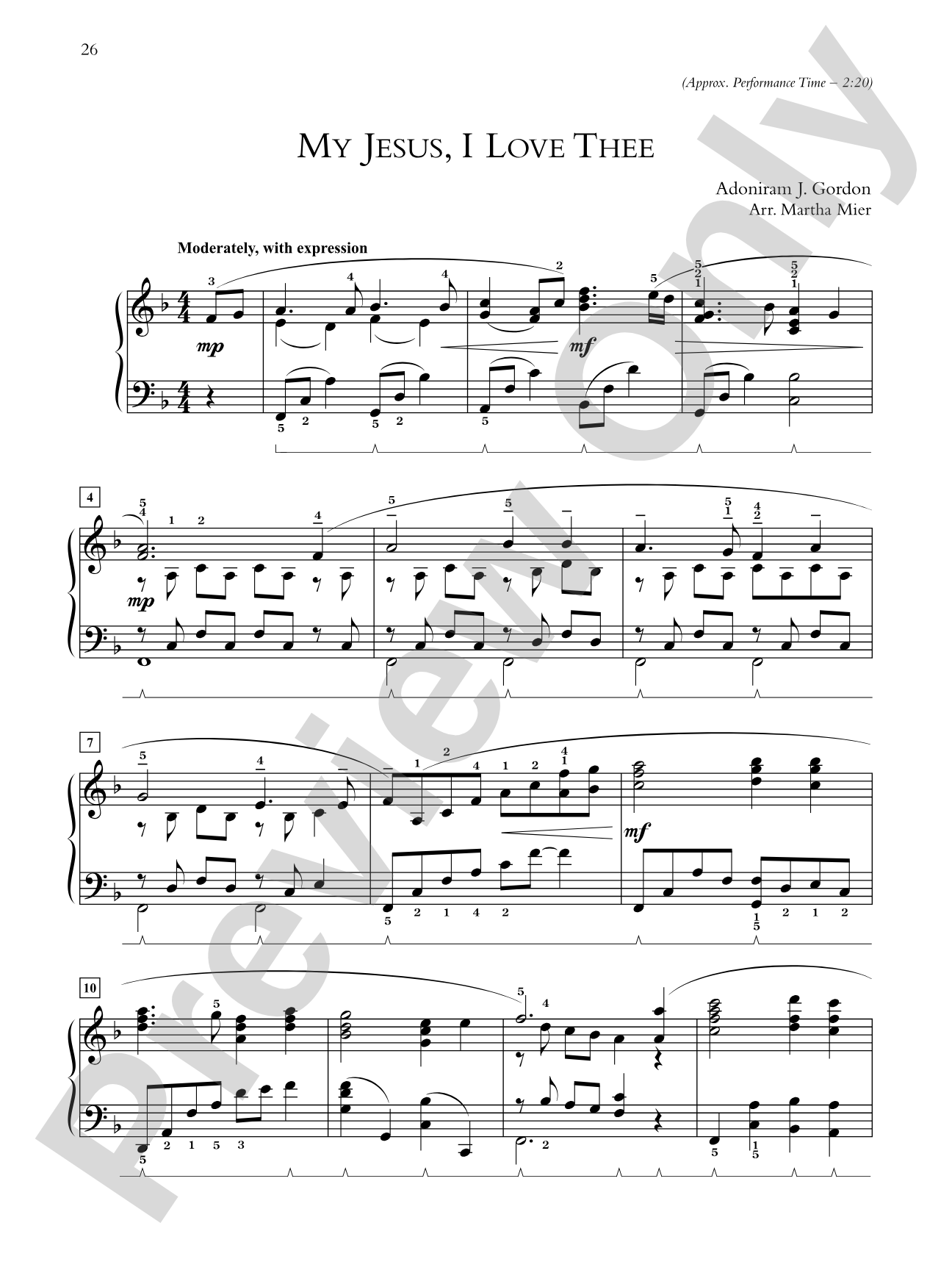 My Jesus, I Love Thee - Piano Solo: Piano Solo