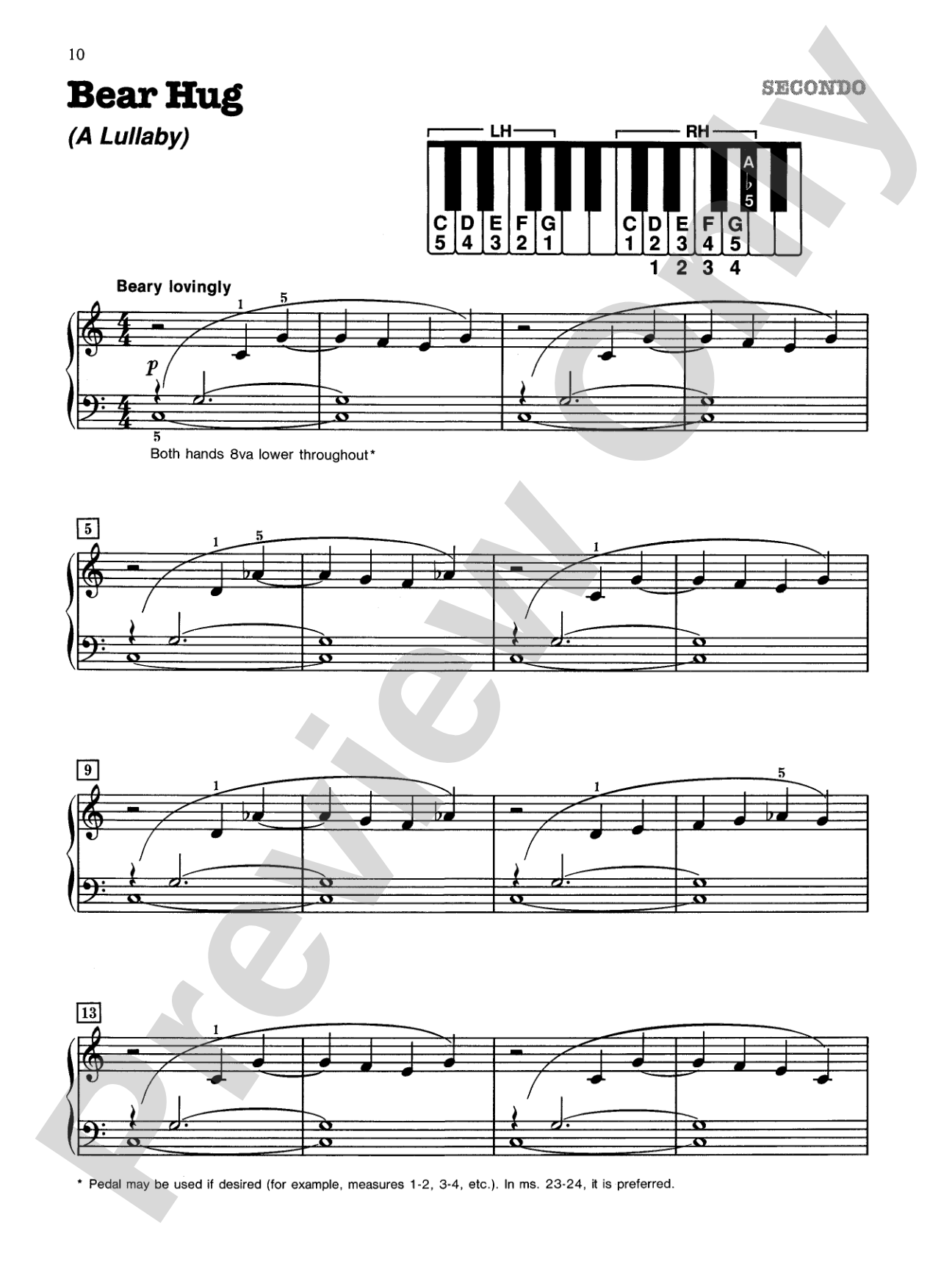 Bear Hug (A Lullaby) - Piano Duet (1 Piano, 4 Hands): Piano Duet (1 Piano, 4 Hands)