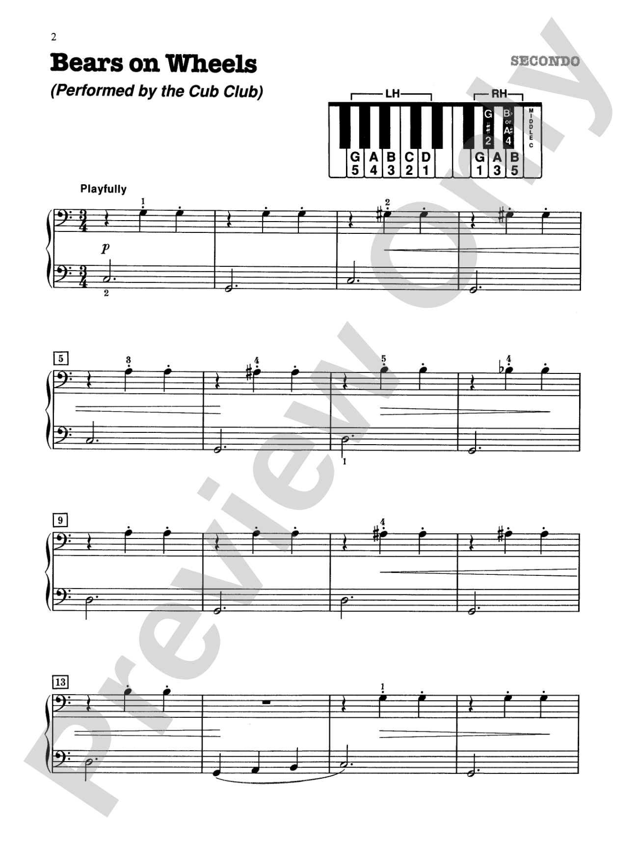 Bears on Wheels (Performed by the Cub Club) - Piano Duet (1 Piano, 4 Hands): Piano Duet (1 Piano, 4 Hands)