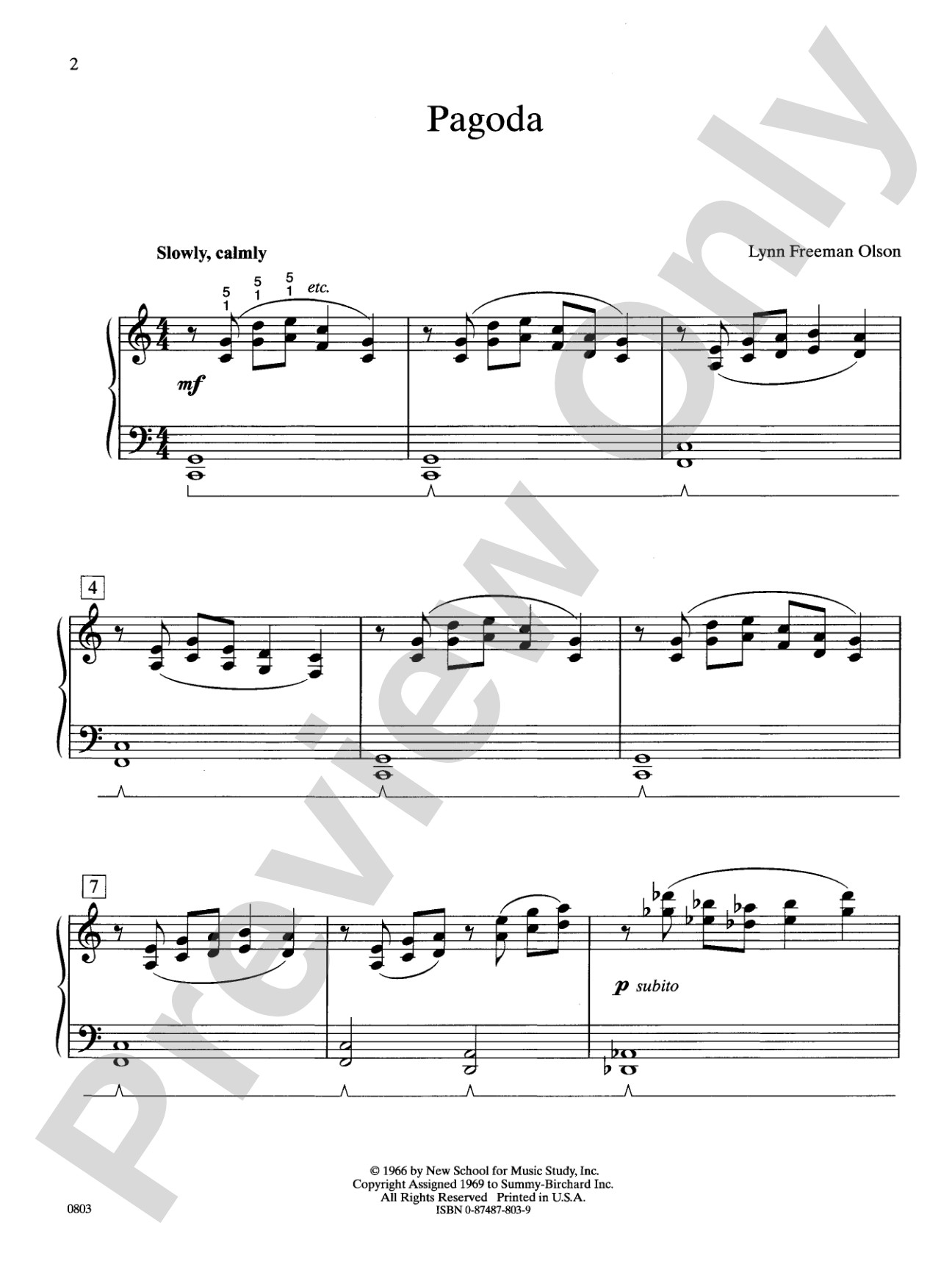 Pagoda - Piano Solo: Piano Solo