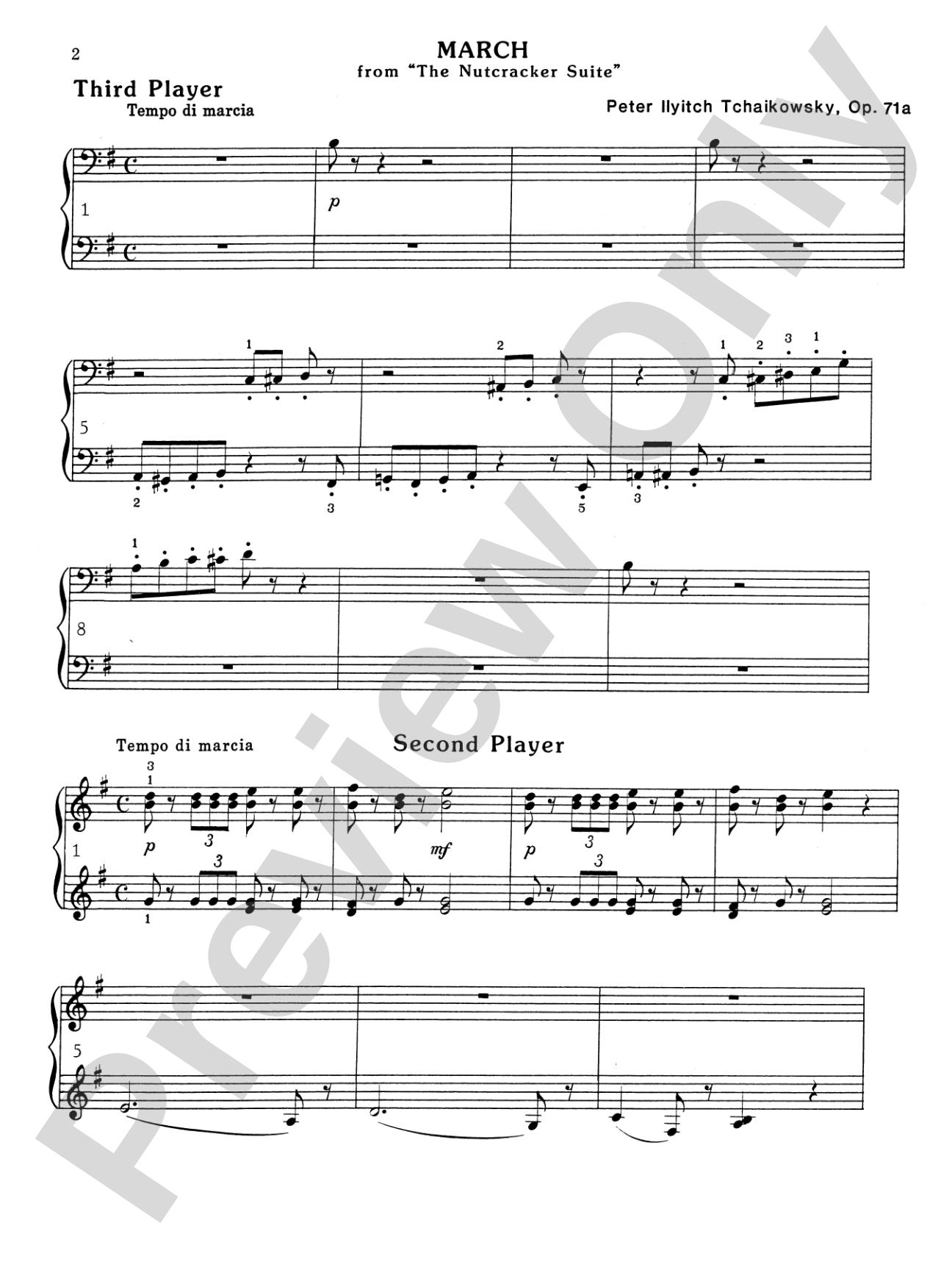 March from <i>The Nutcracker Suite</i>, Opus 71A - Piano Trio (1 Piano, 6 Hands): Piano Trio (1 Piano, 6 Hands)