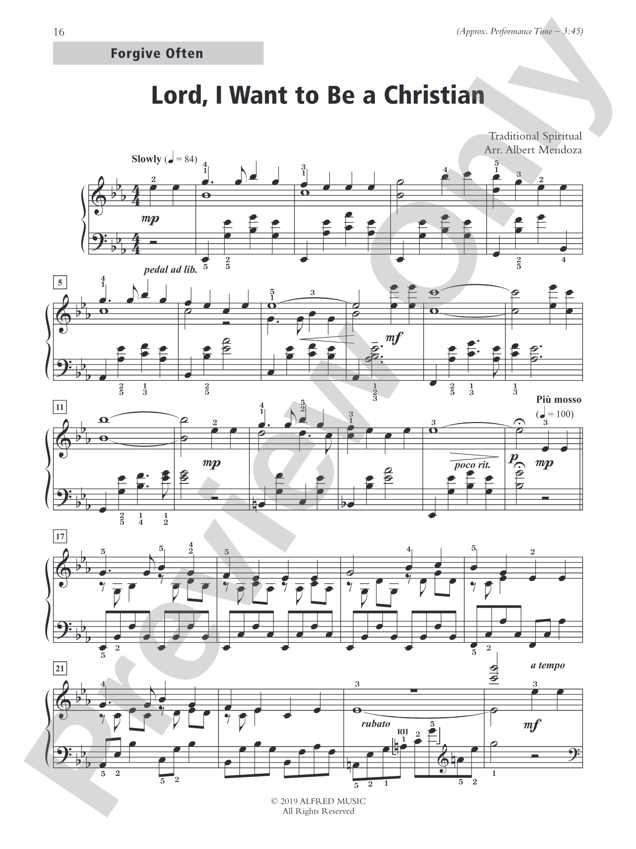 Lord, I Want to Be a Christian - Piano Solo: Piano Solo