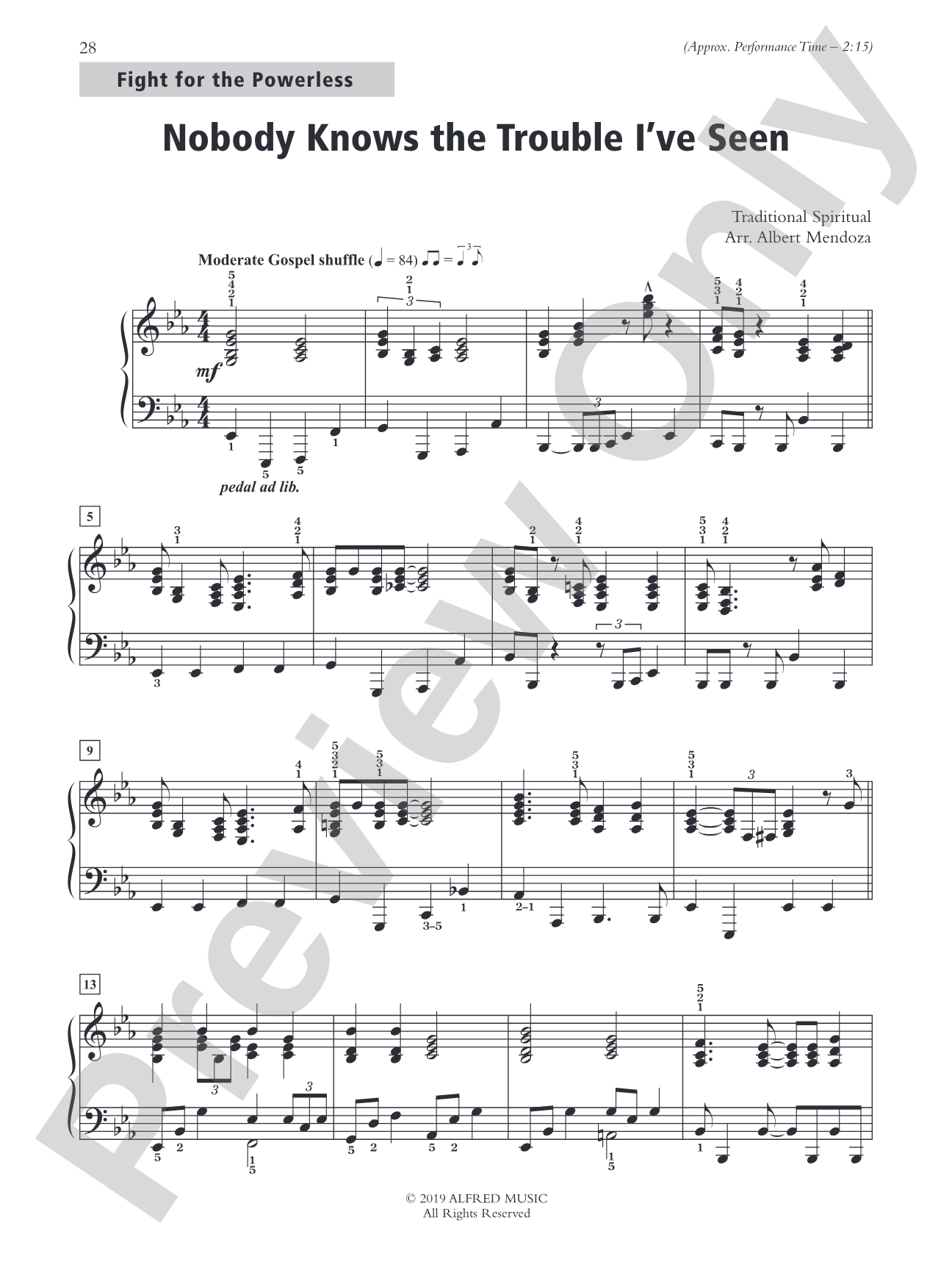 Nobody Knows the Trouble I’ve Seen - Piano Solo: Piano Solo