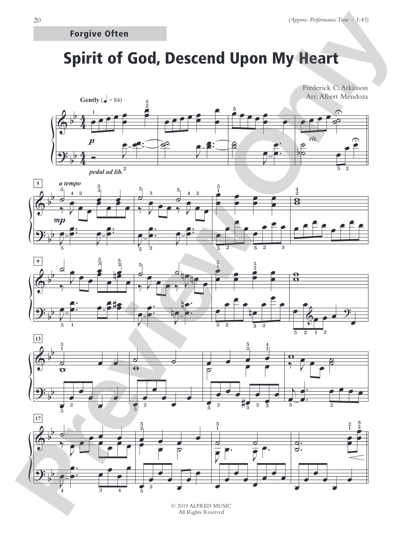 Spirit of God, Descend Upon My Heart - Piano Solo: Piano Solo