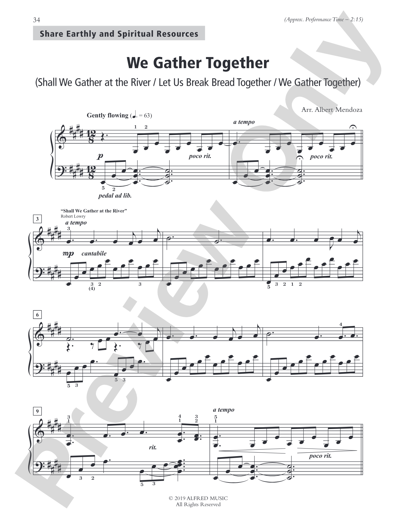 We Gather Together (Medley) (Shall We Gather at the River / Let Us Break Bread Together / We Gather Together) - Piano Solo: Piano Solo