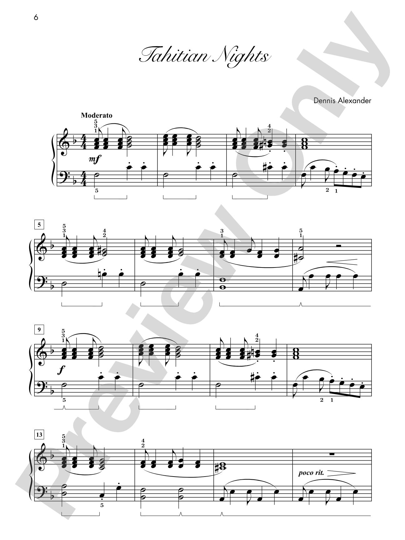 Tahitian Nights - Piano Solo: Piano Solo