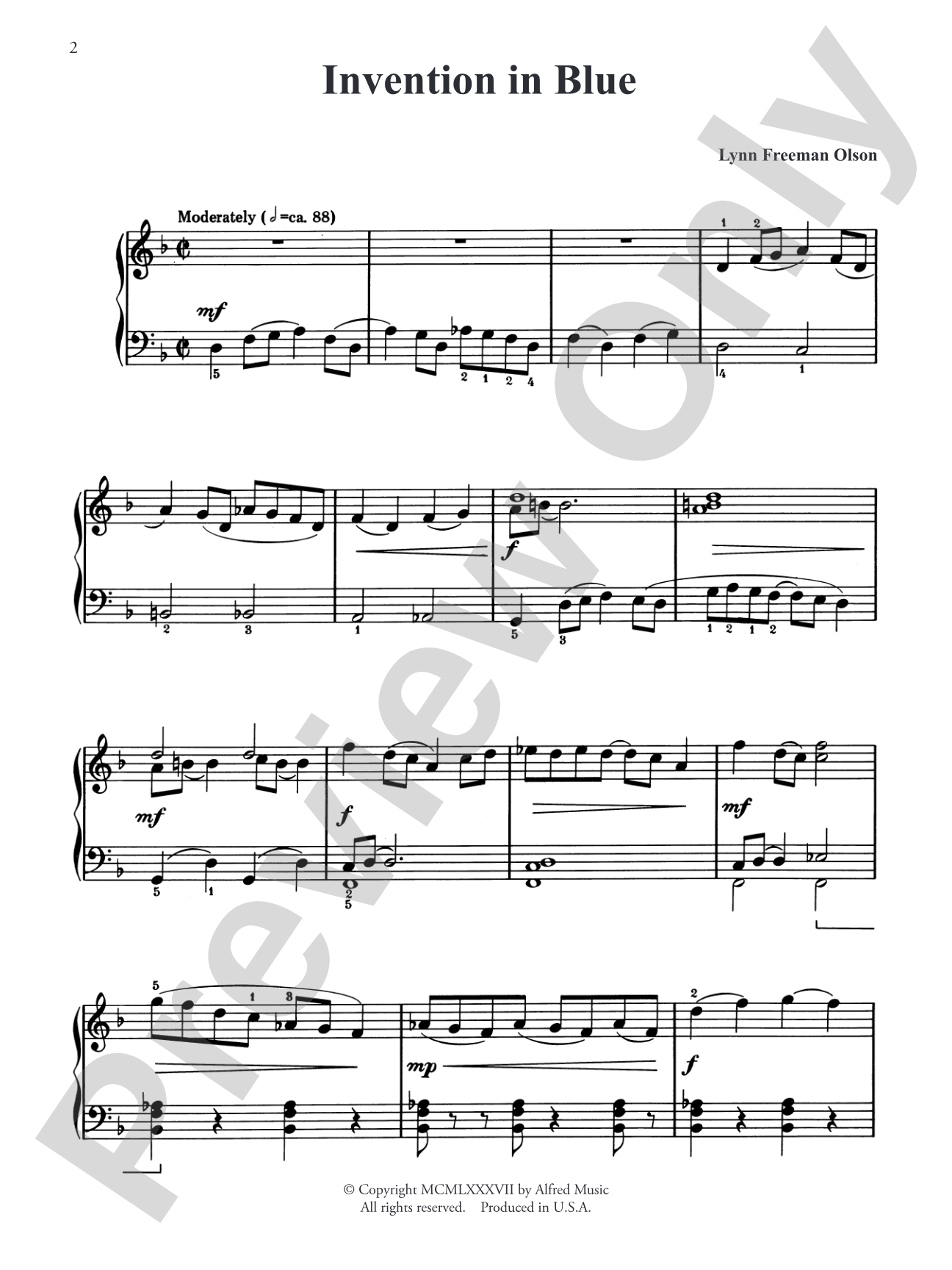 Invention in Blue - Piano Solo: Piano Solo