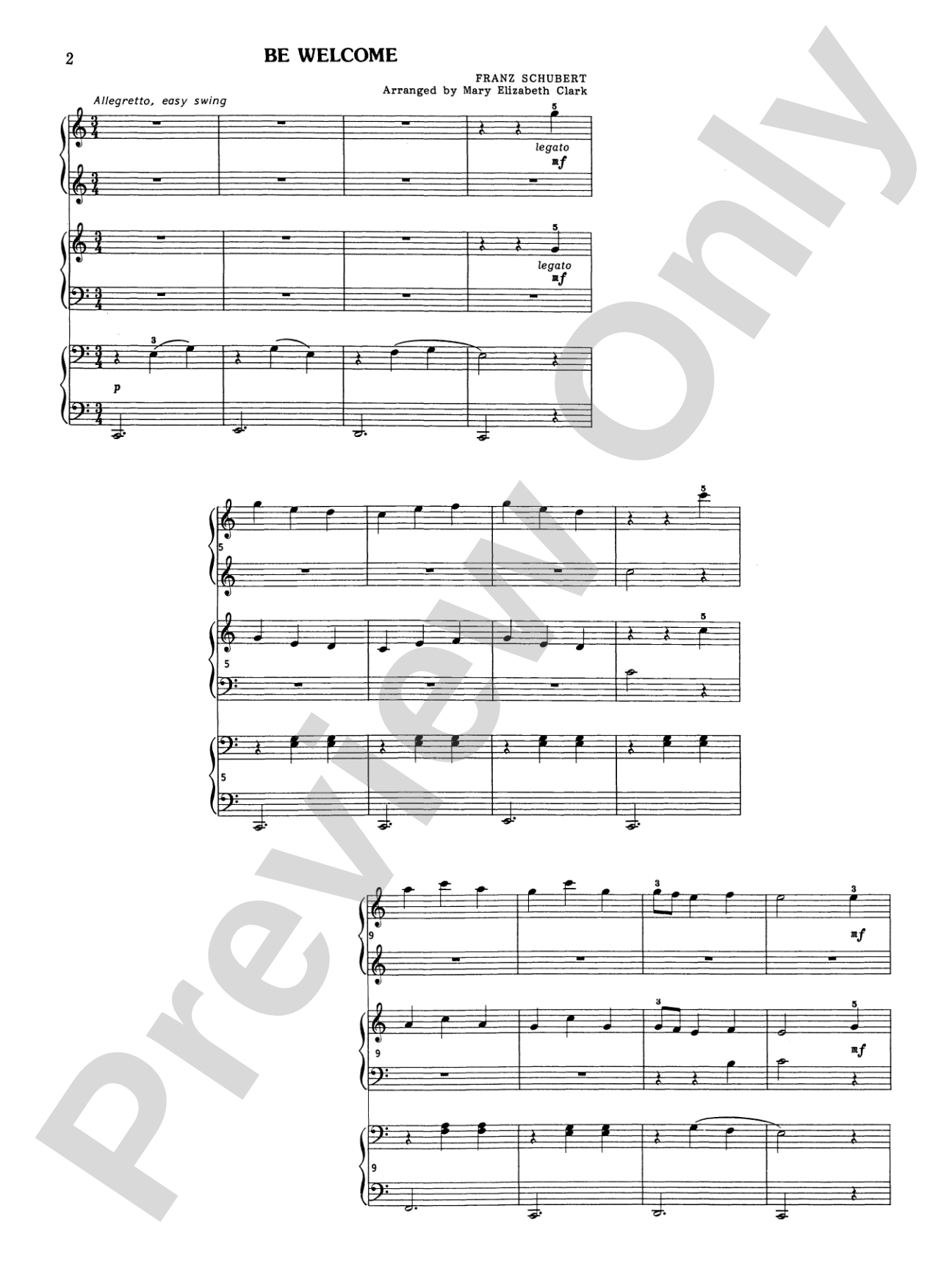 Be Welcome, D. 41 No. 9 - Piano Trio (1 Piano, 6 Hands): Piano Trio (1 Piano, 6 Hands)