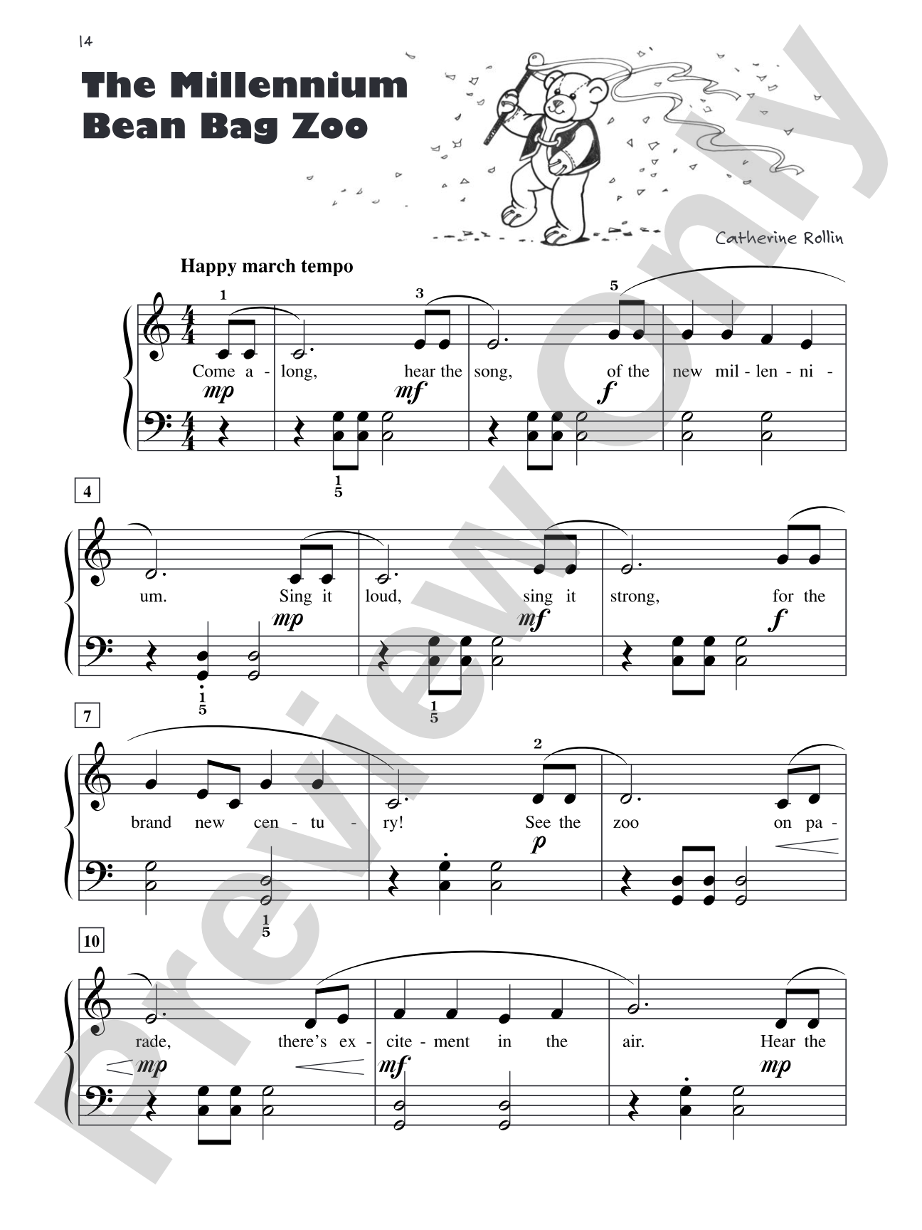 The Millennium Bean Bag Zoo - Piano Solo with Lyrics: Piano Solo with Lyrics