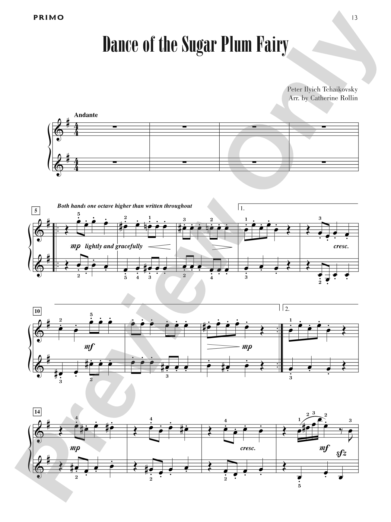 Dance of the Sugar Plum Fairy - Piano Duet (1 Piano, 4 Hands): Piano Duet (1 Piano, 4 Hands)