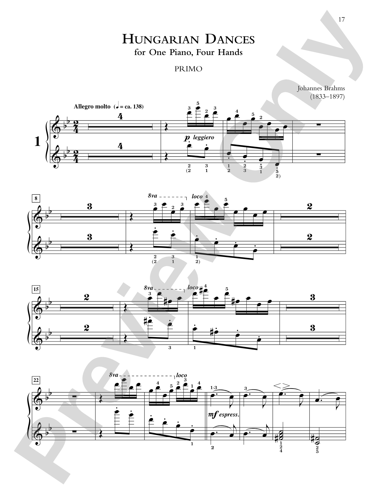 Brahms: Hungarian Dances, Volume 1 - Piano Duet (1 Piano, 4 Hands): Piano Duet (1 Piano, 4 Hands)