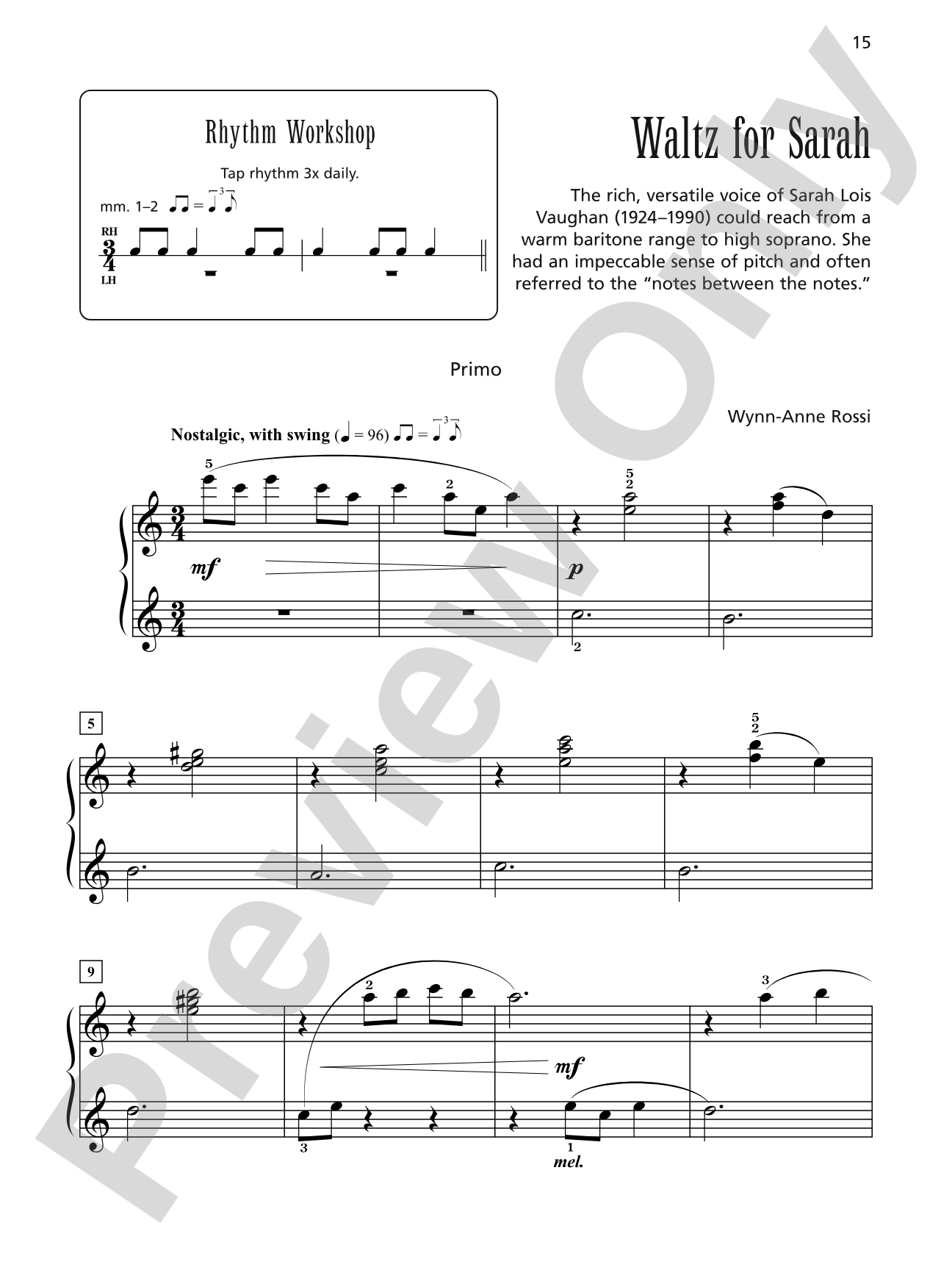 Waltz for Sarah - Piano Duet (1 Piano, 4 Hands): Piano Duet (1 Piano, 4 Hands)