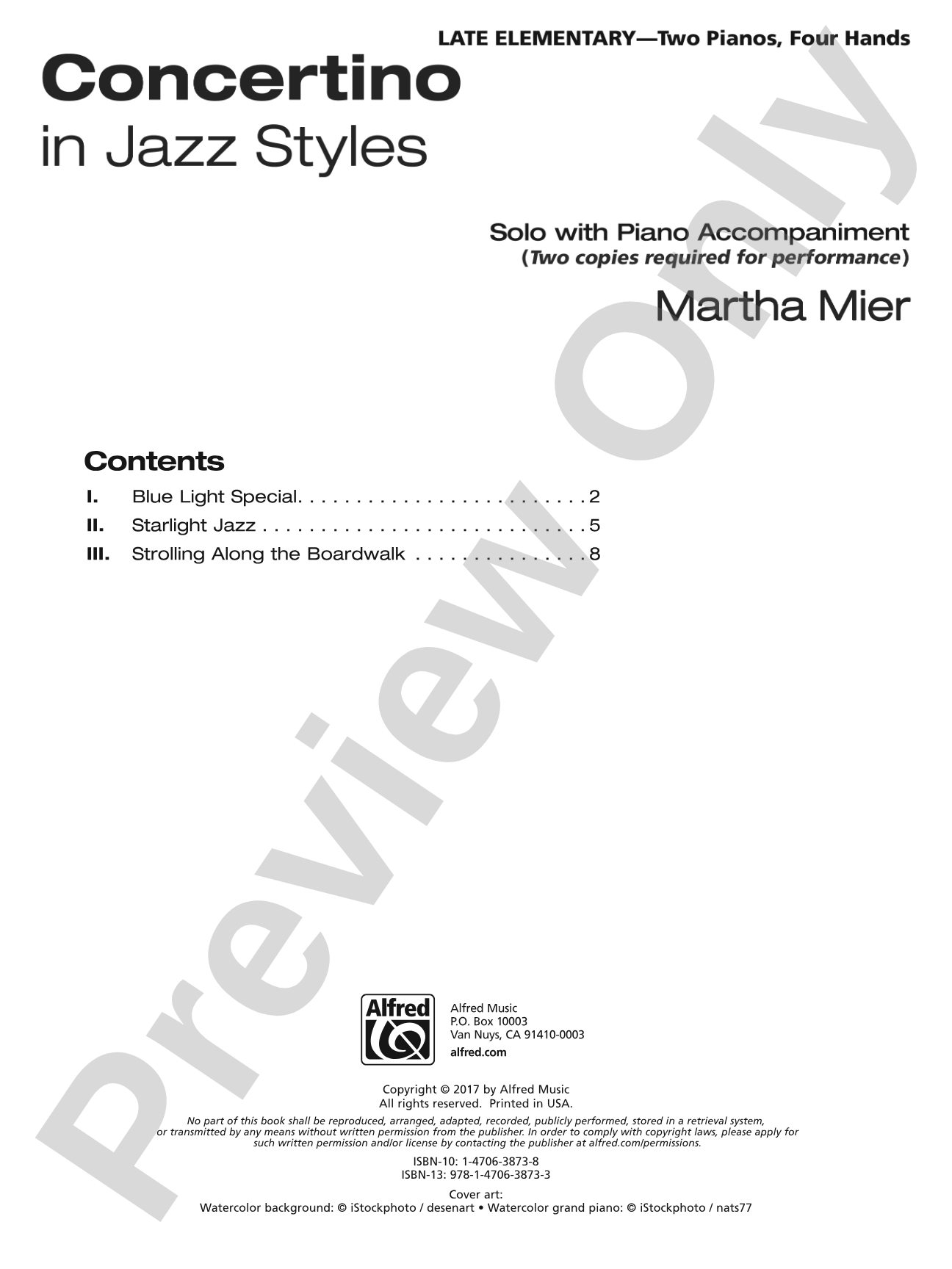 Concertino in Jazz Styles including "Blue Light Special", "Starlight Jazz", and "Strolling Along the Boardwalk" - Piano Duo (2 Pianos, 4 Hands): Piano Duo (2 Pianos, 4 Hands)