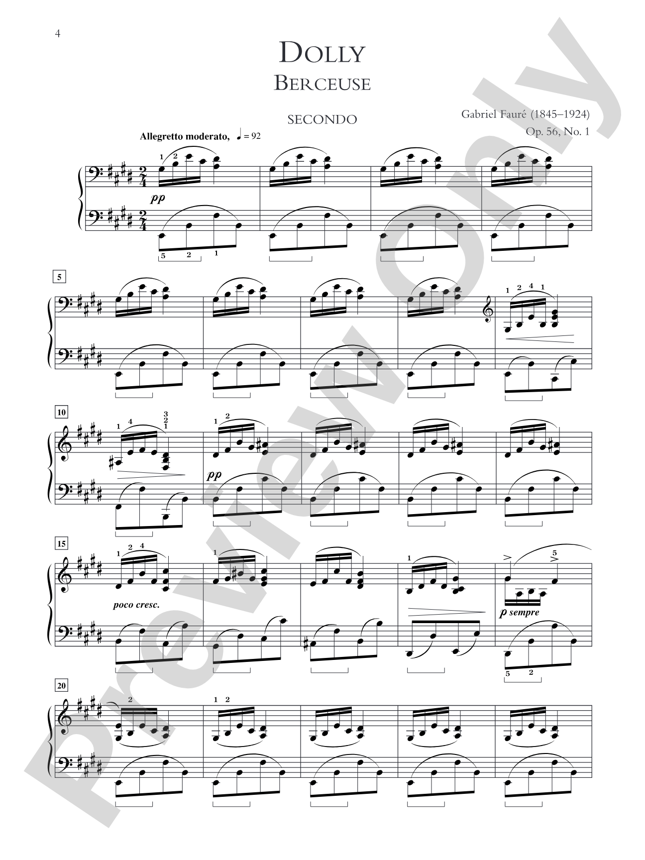 Fauré: Dolly Suite, Opus 56 - Piano Duet (1 Piano, 4 Hands): Piano Duet (1 Piano, 4 Hands)